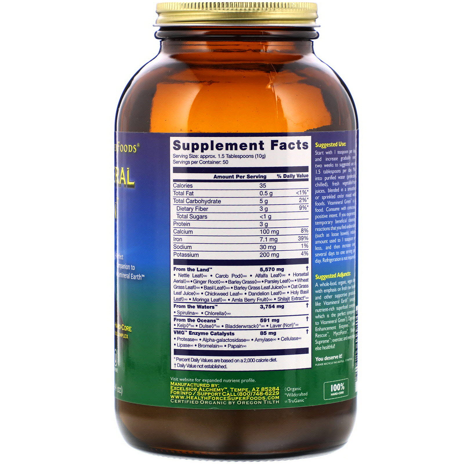 HealthForce Superfoods, Vitamineral Green, Version 5.5, 17.64 oz (500 g) - Imagem 2