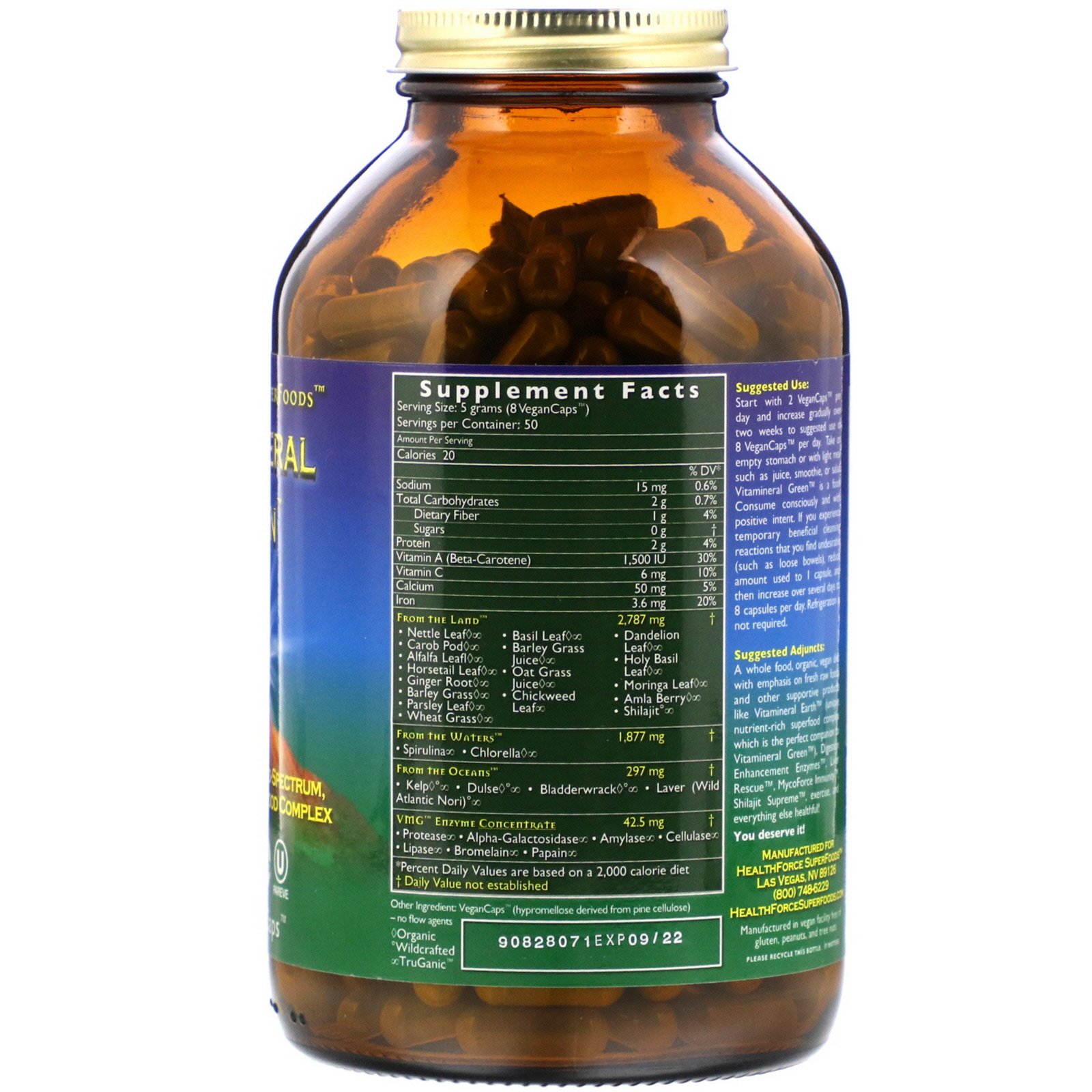 HealthForce Superfoods, Vitamineral Green, Version 5.5, 400 VeganCaps - Imagem 2
