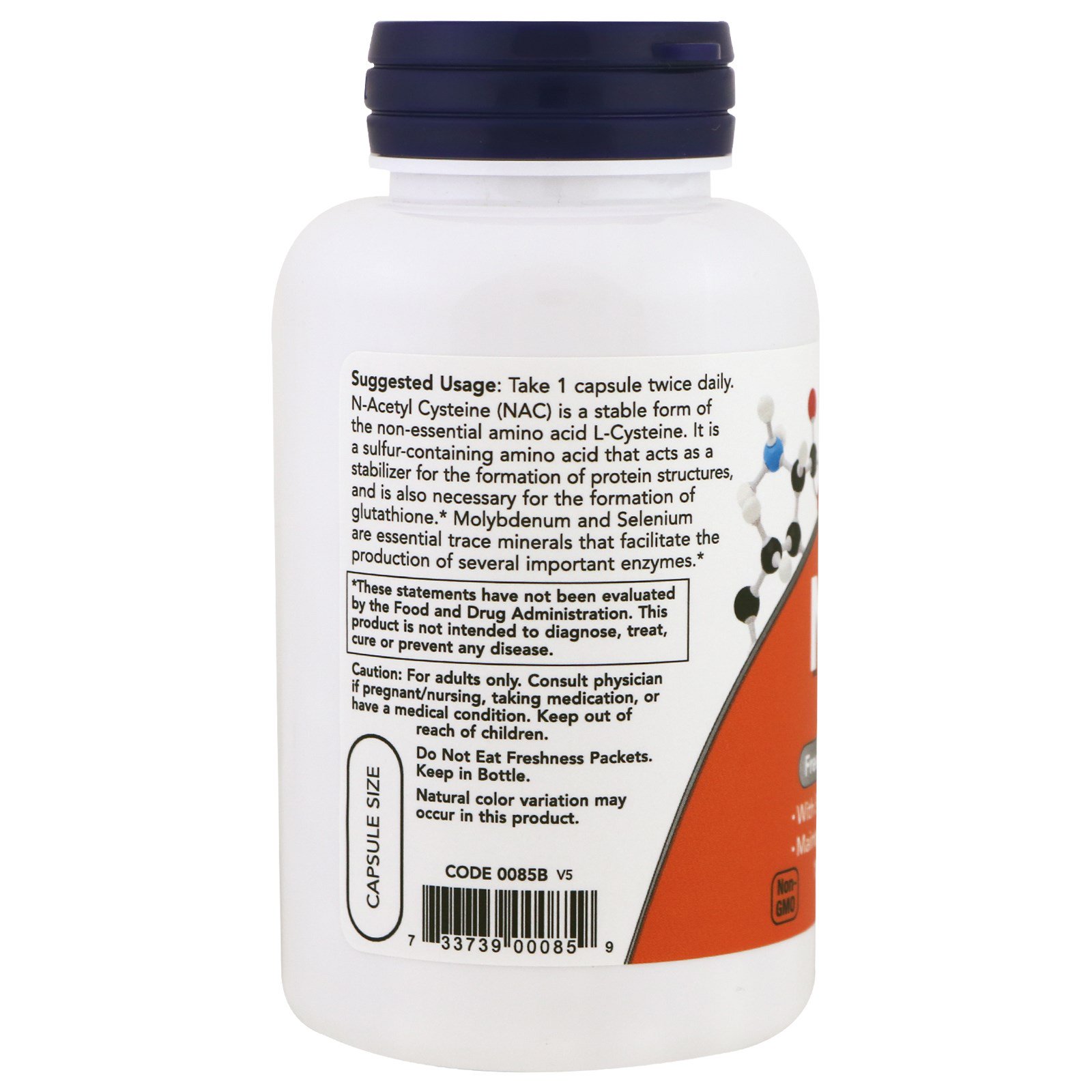 Now Foods, NAC, 600 mg, 100 Cápsulas Vegetais - Imagem 3
