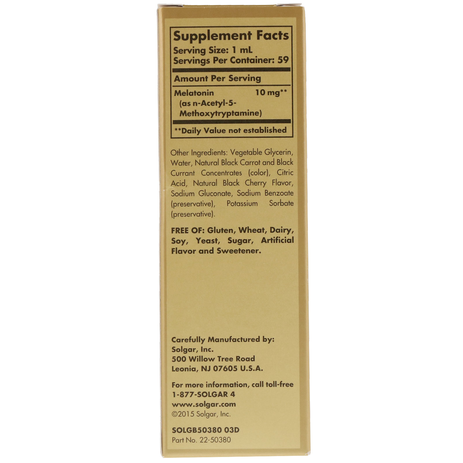 Solgar, Melatonina Líquida, Sabor Natural de Cereja Preta, 10 mg, 59 ml (2 fl oz) - Imagem 2