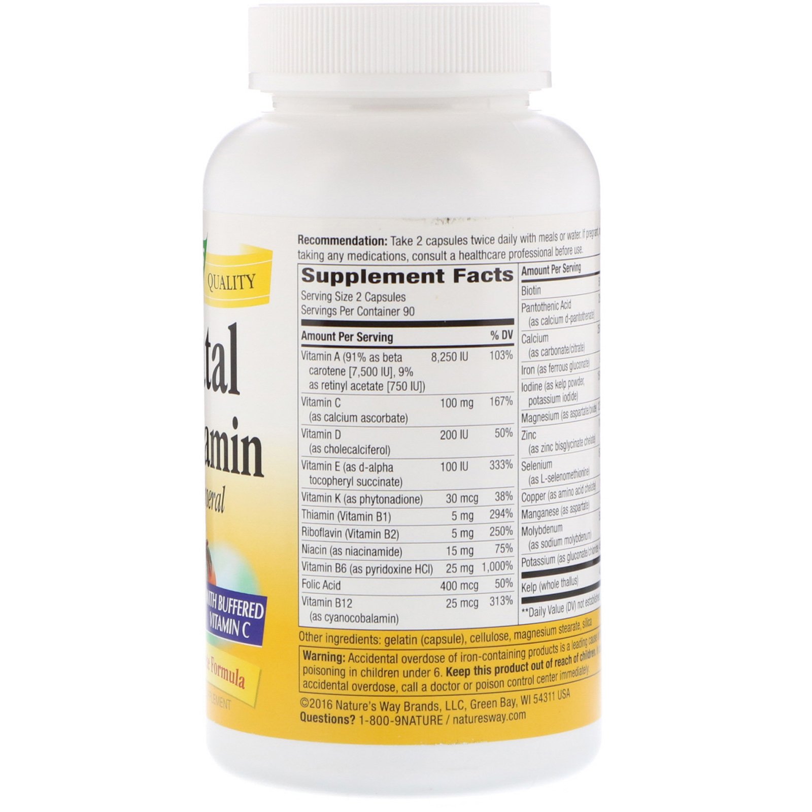 Nature's Way, Prenatal Multi-Vitamin and Multi-Mineral, 180 Capsules - Imagem 2