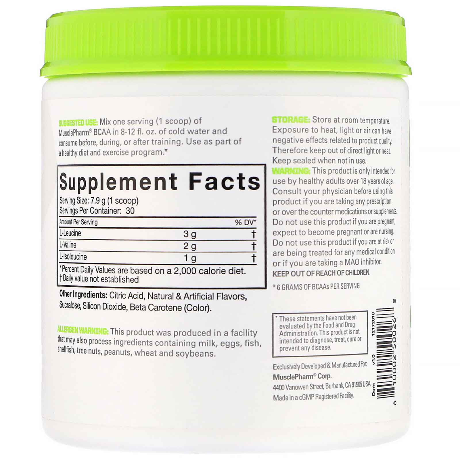 MusclePharm, Essentials, BCAA, Orange Mango, 0.52 lb (237 g) - Imagem 2