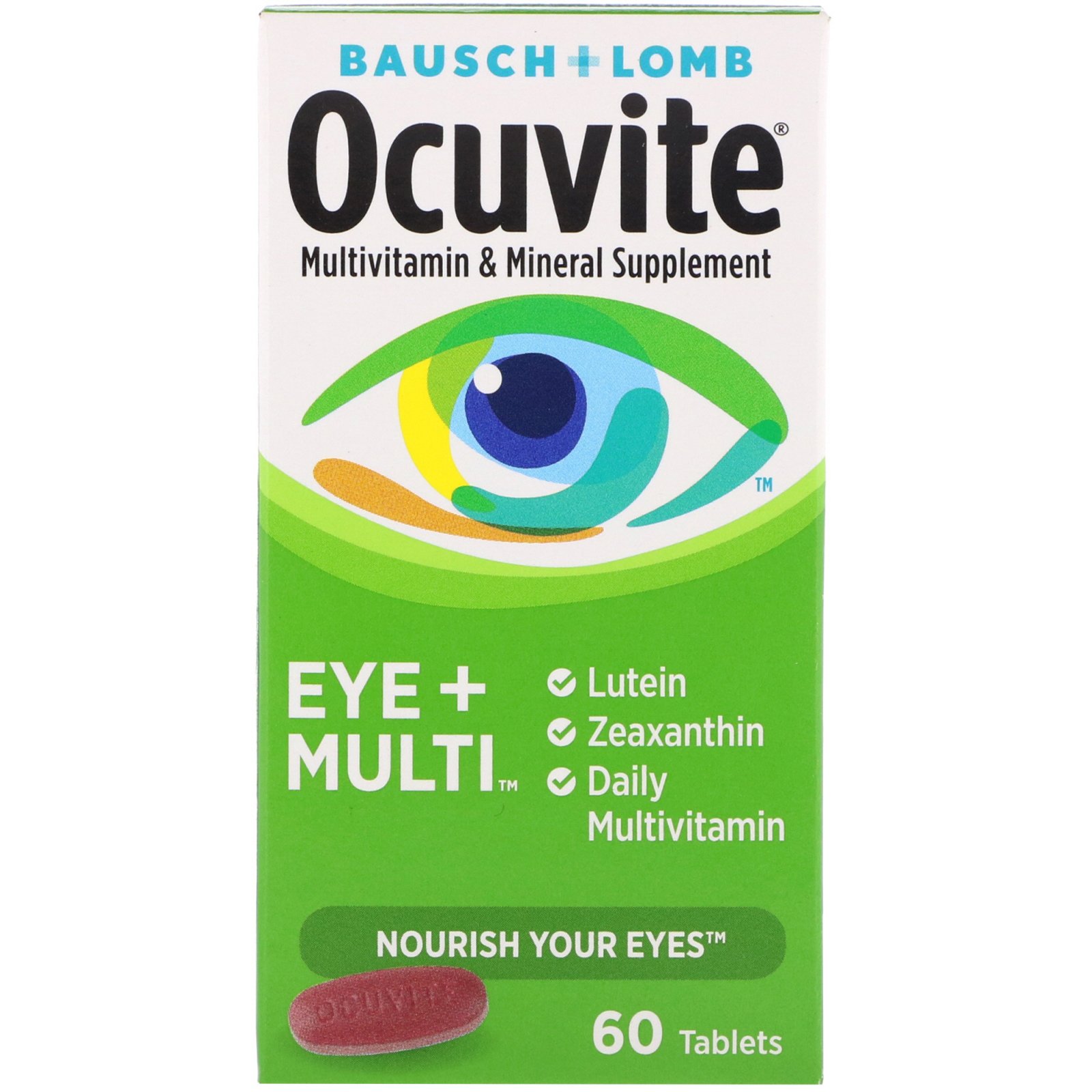 Bausch & Lomb, Ocuvite, Eye + Multi, 60 Comprimidos