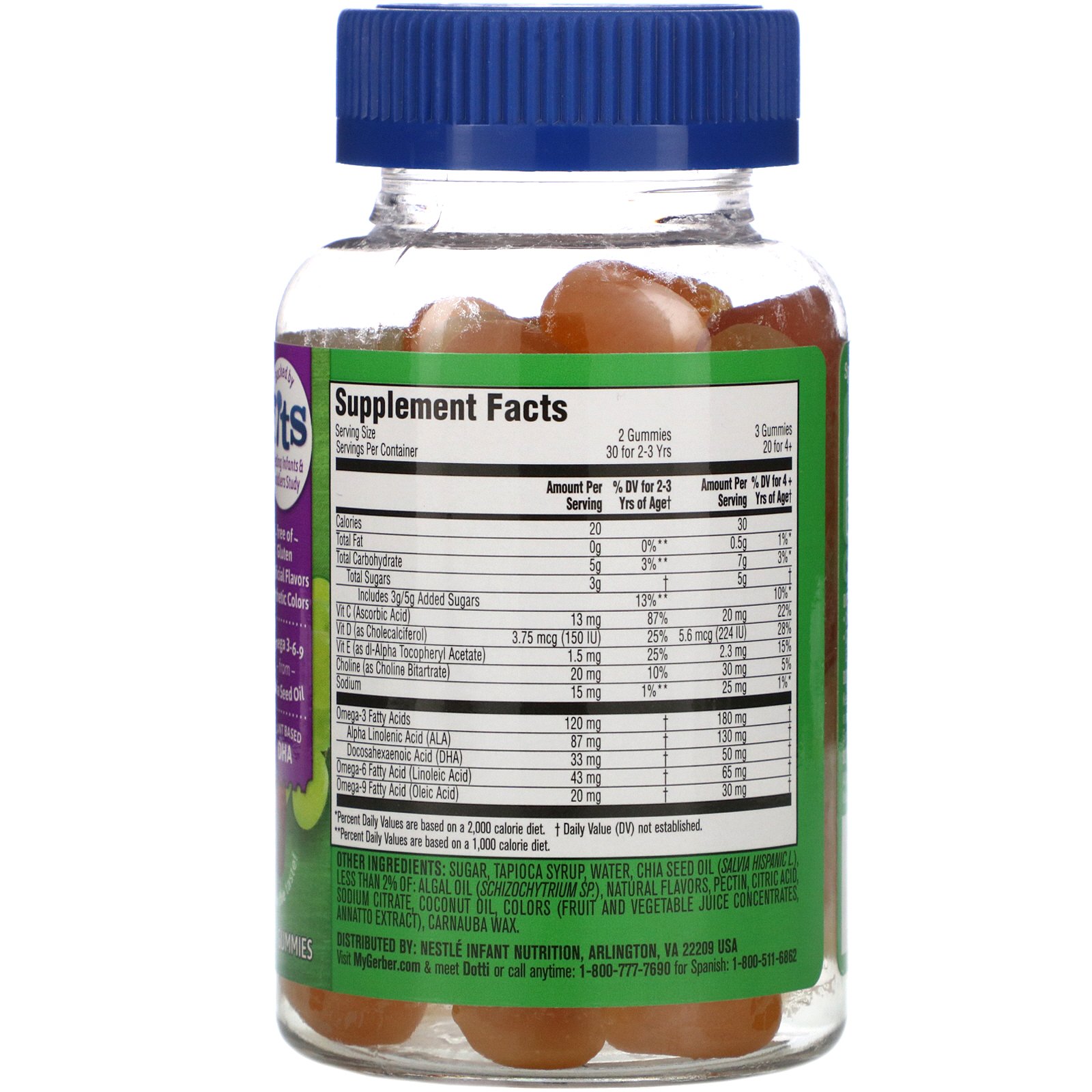 Gerber, Lil Brainies, Omega Tri-Blend & DHA, Kids Multivitamin, Ages 2+, 60 Gummies - Imagem 2