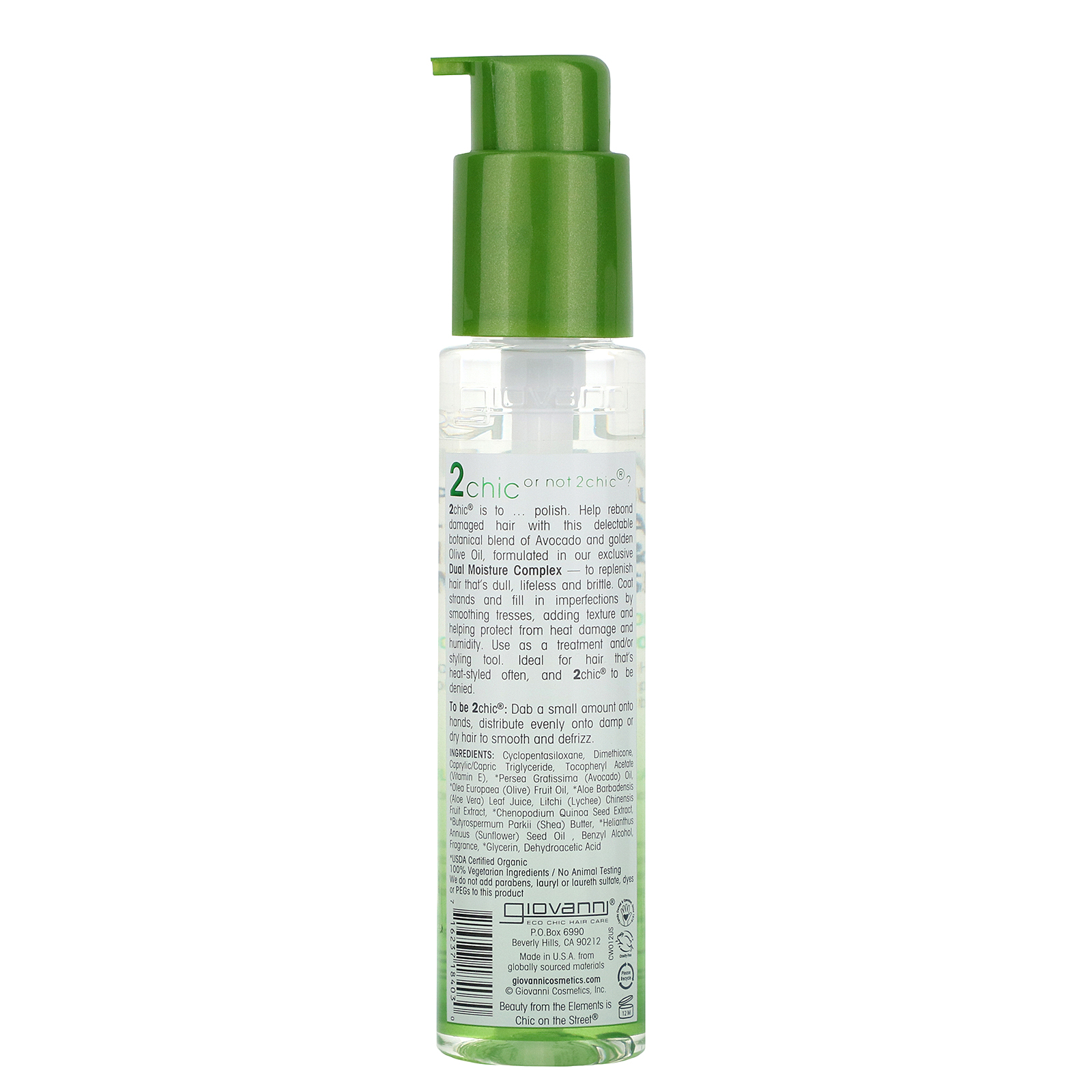 Giovanni, 2chic, Ultra-Moist Super Potion Anti-Frizz & Binding Serum Oil, Avocado & Olive Oil, 2.75 fl oz (81 ml) - Imagem 2