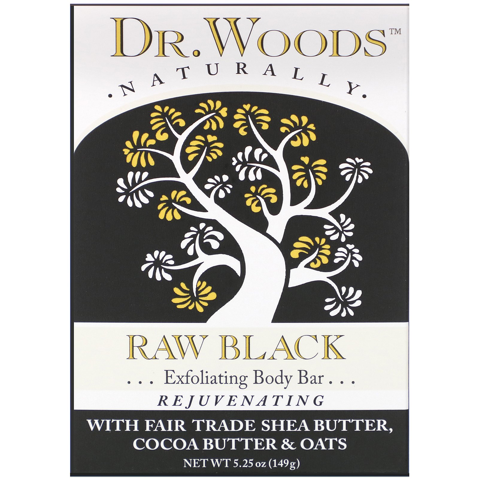 Dr. Woods, Sabonete de Manteiga de Karité, Raw Black, 149 g (5,25 oz)