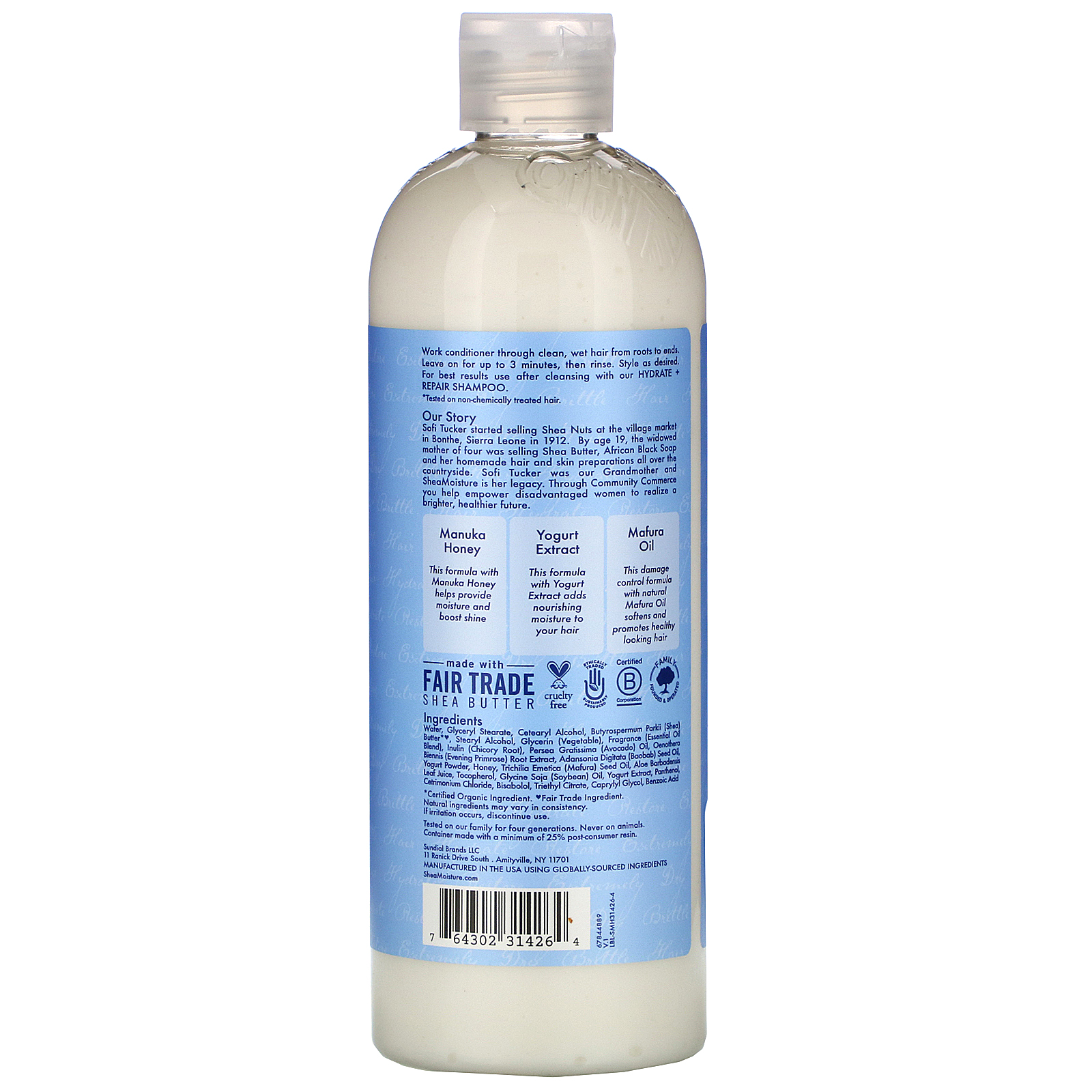 SheaMoisture, Manuka Honey & Yogurt, Hydrate & Repair Conditioner, 19.5 fl oz (577 ml) - Imagem 2
