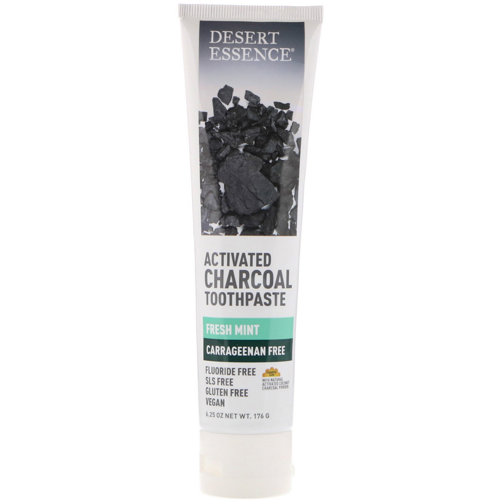 Desert Essence, Activated Charcoal Toothpaste, Fresh Mint, 6.25 oz (176 g) - Imagem 3