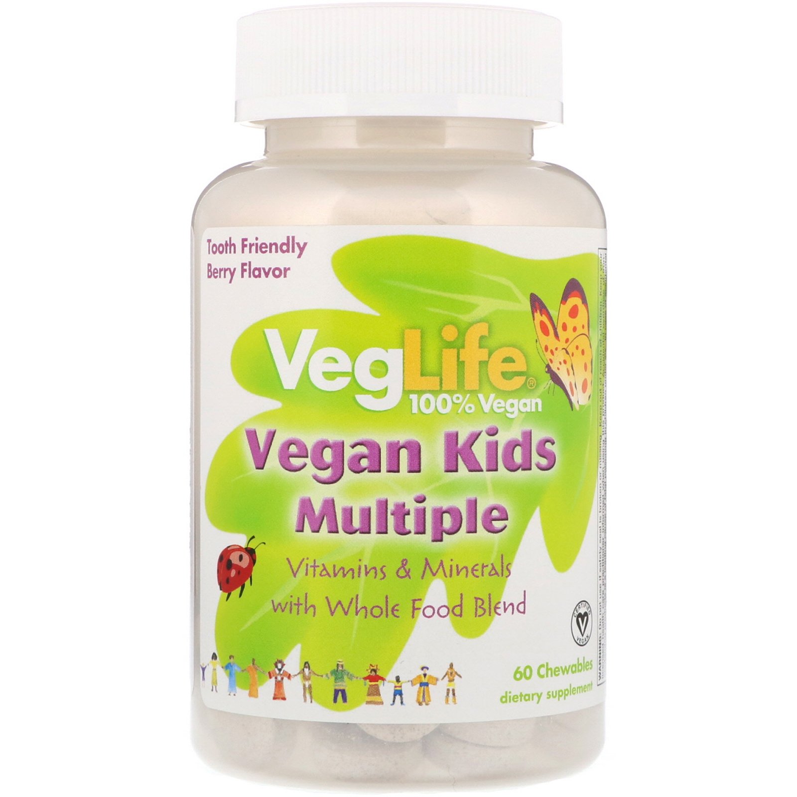 VegLife, Suplemento Infantil Vegano, Frutas Vermelhas, 60 comprimidos mastigáveis