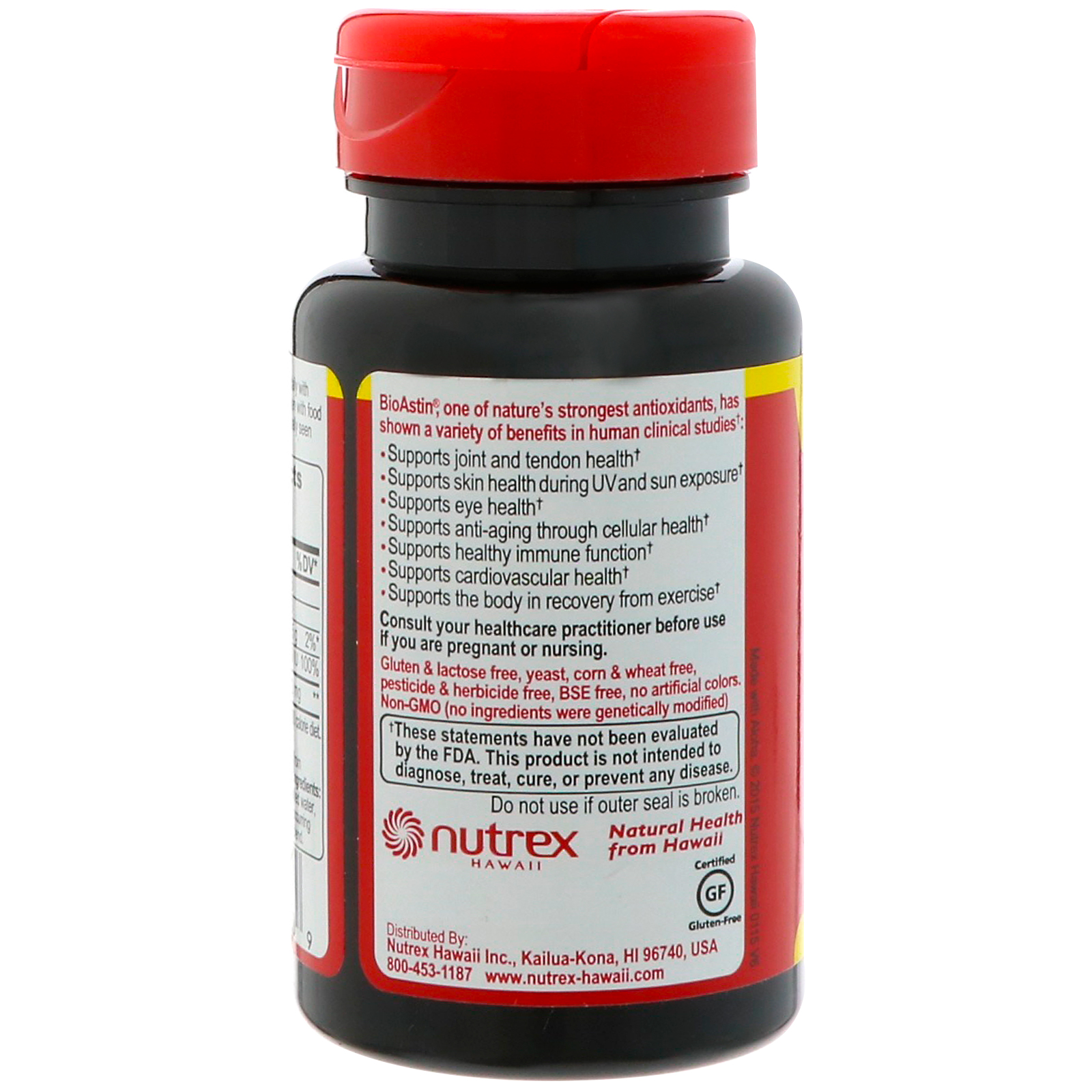 Nutrex Hawaii, BioAstin, Astaxantina Havaiana, 4 mg, 60 Cápsulas de Gel - Imagem 3