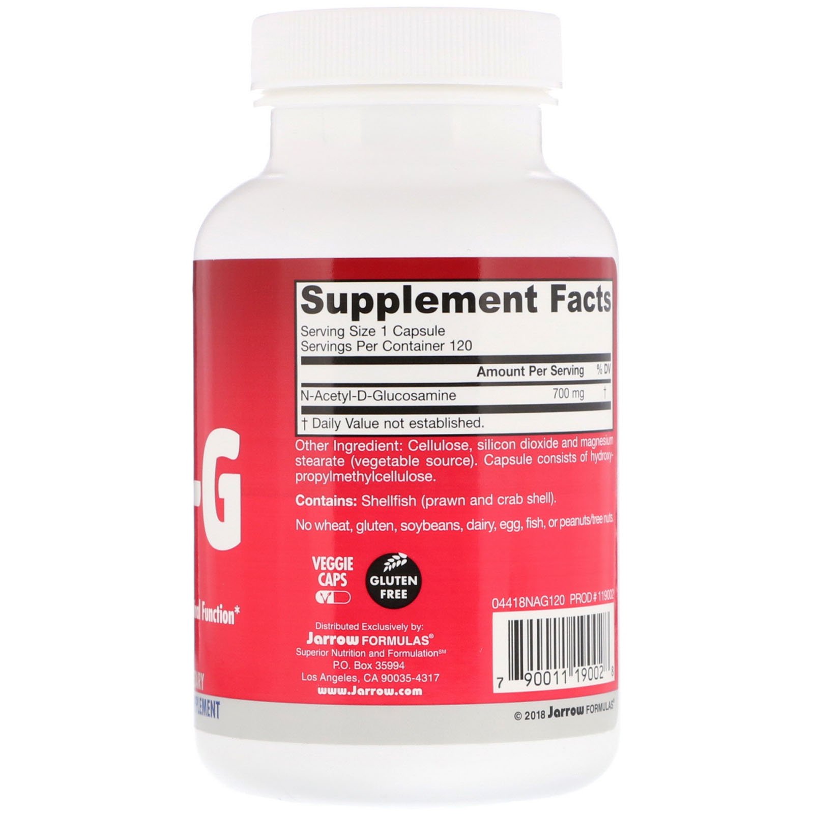 Jarrow Formulas, N-A-G, 700 mg, 120 Cápsulas Vegetais - Imagem 2