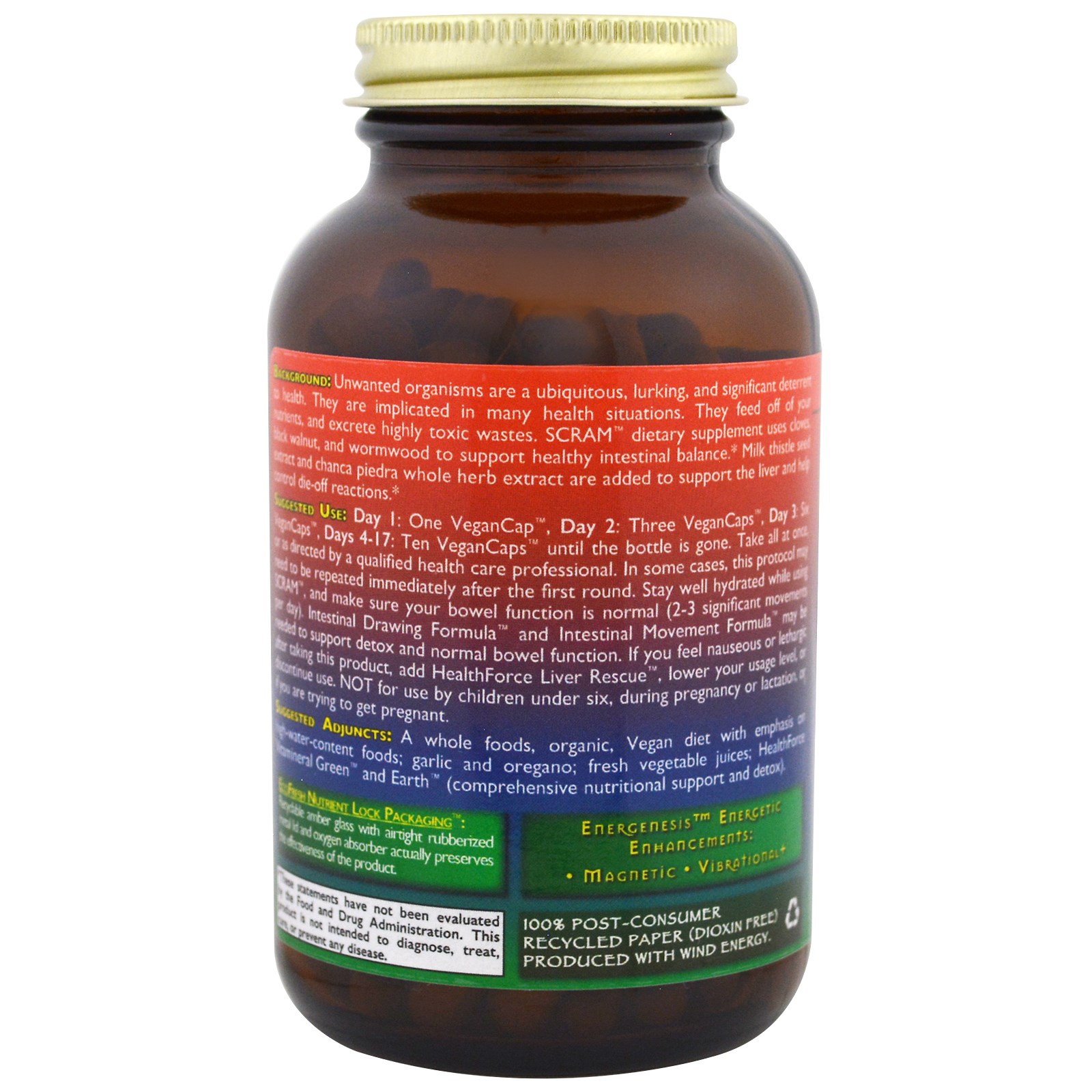 HealthForce Superfoods, Scram, 150 VeganCaps - Imagem 3