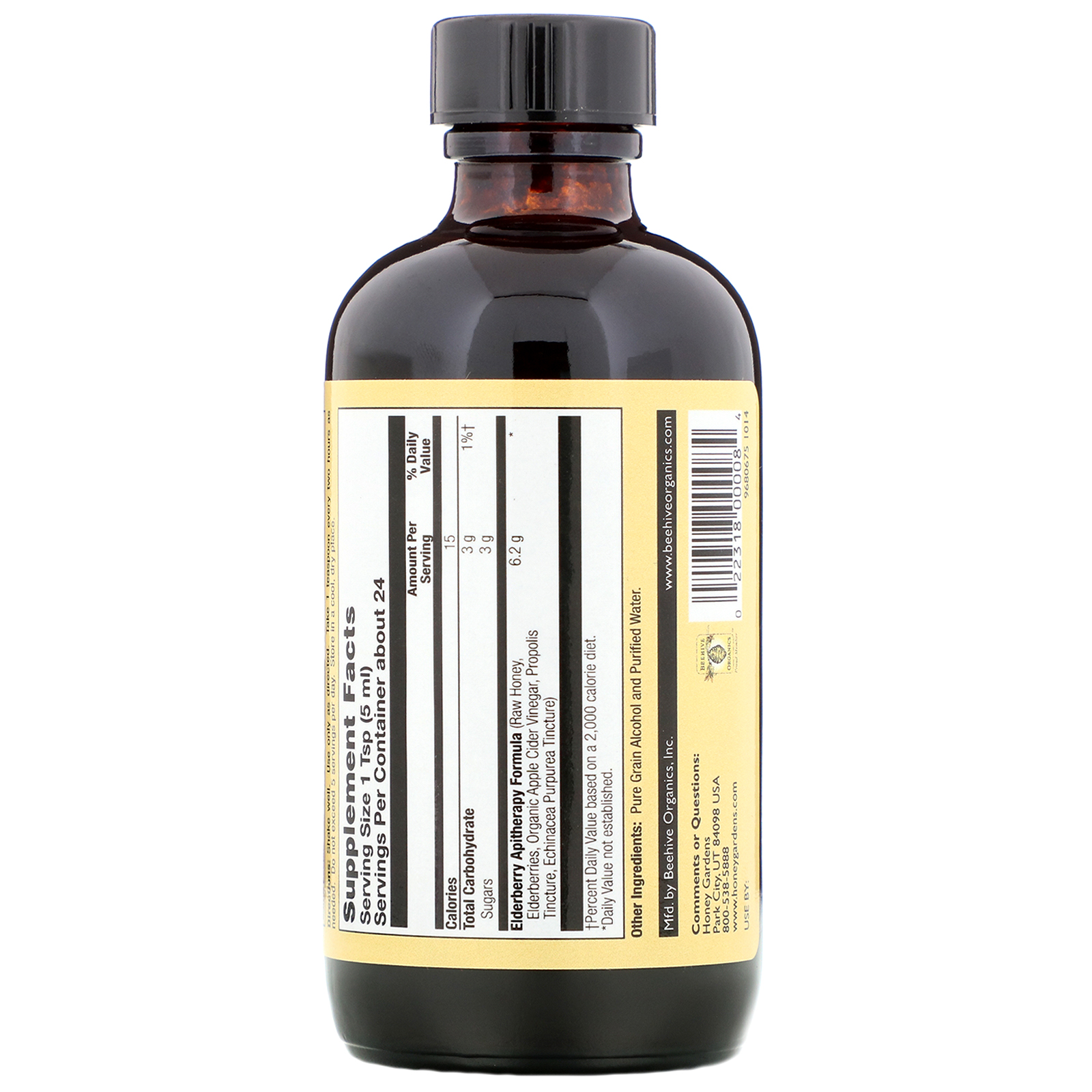 Honey Gardens, Xarope de Sabugueiro com Mel Puro Apiterapêutico, Própolis e Sabugo, 120 ml (4 fl oz) - Imagem 2