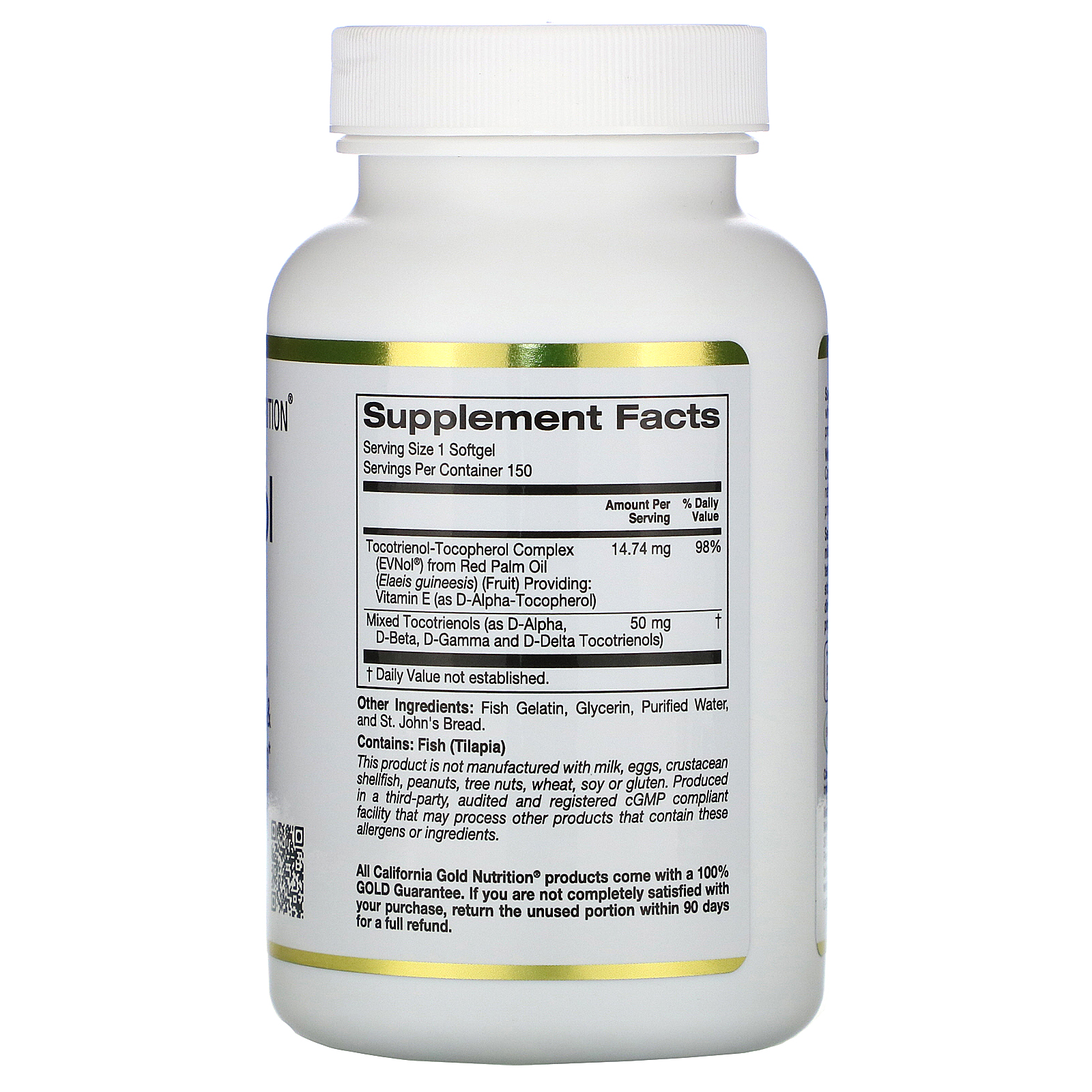 California Gold Nutrition, Tocotrienol Complex, 150 Fish Gelatin Softgels - Imagem 2