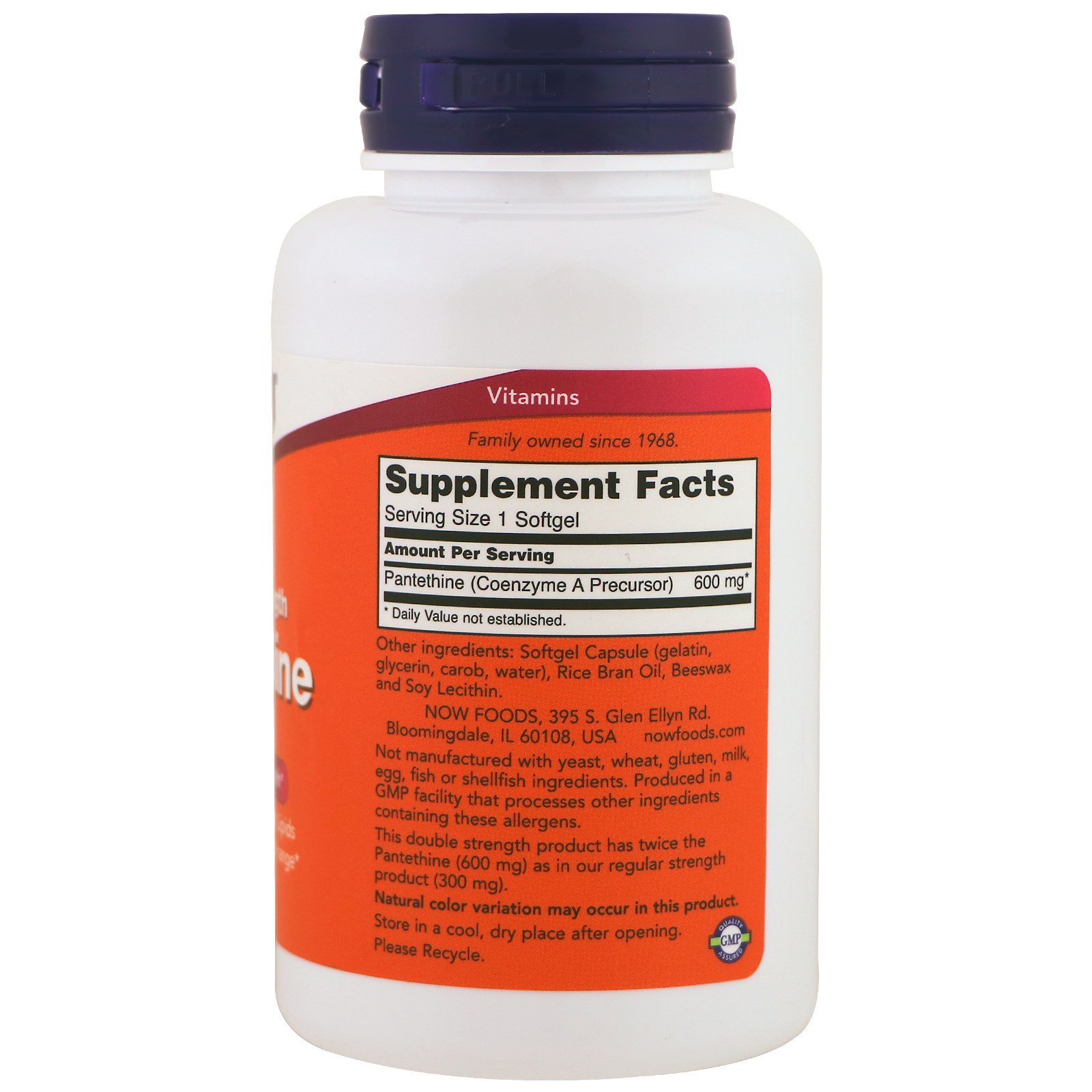 Now Foods, Pantetina, Dobro da Potência, 600 mg, 60 Cápsulas Softgel - Imagem 2