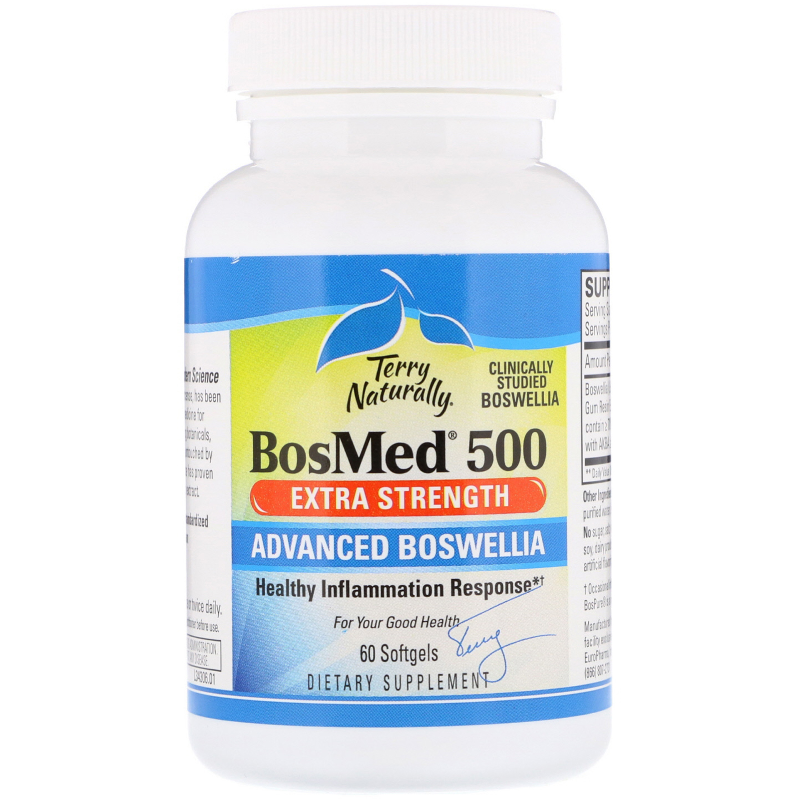 EuroPharma, Terry Naturally, BosMed 500, Extra Forte, Boswellia Avançada, 500 mg, 60 Cápsulas Gelatinosas - Imagem 3