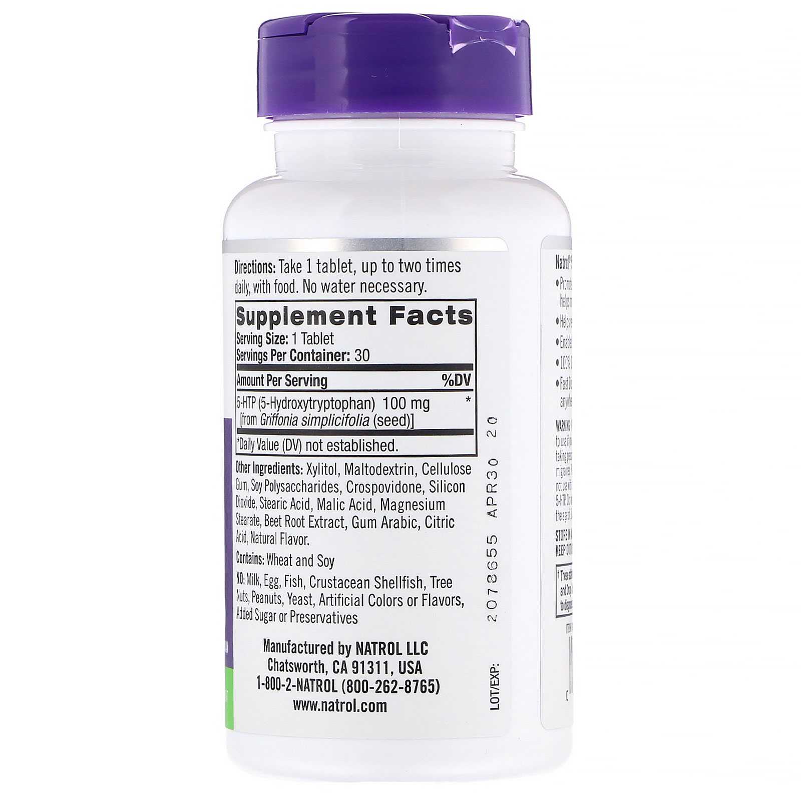 Natrol, 5-HTP, Dissolução Rápida, Força Extra, Sabor Bagas Selvagens, 100 mg, 30 Comprimidos - Imagem 2