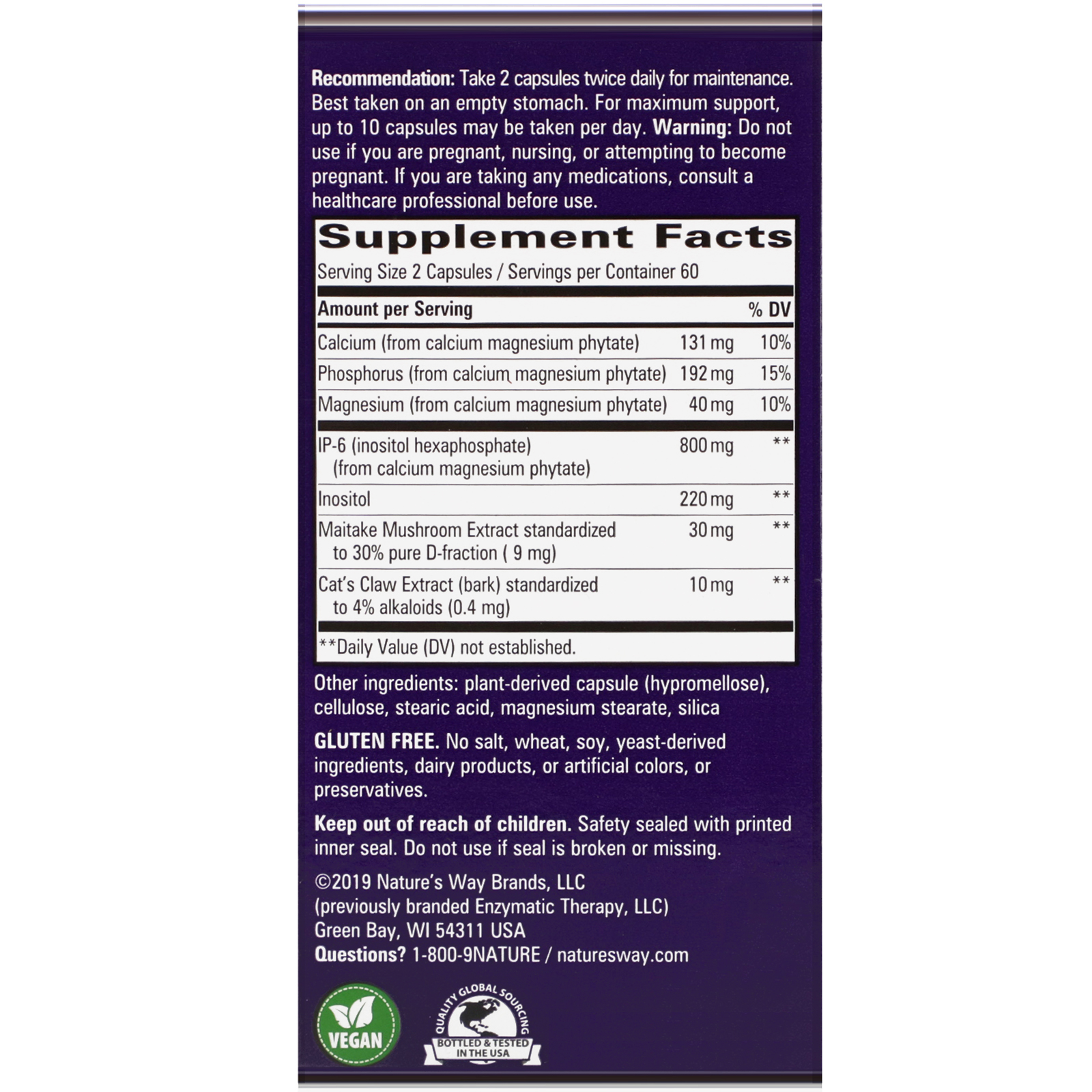 Nature's Way, Cell Forté MAX3, 120 Vegan Capsules - Imagem 2