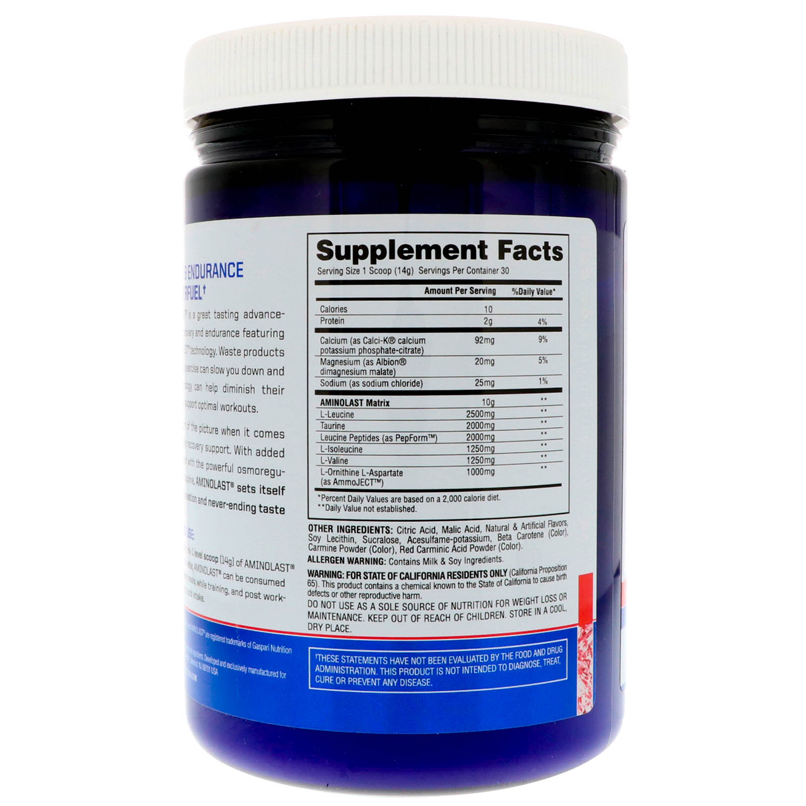 Gaspari Nutrition, Aminolast, Supercombustível de Recuperação e Resistência com BCAA, Ponche de Frutas, 14.8 oz (420 g) - Imagem 2