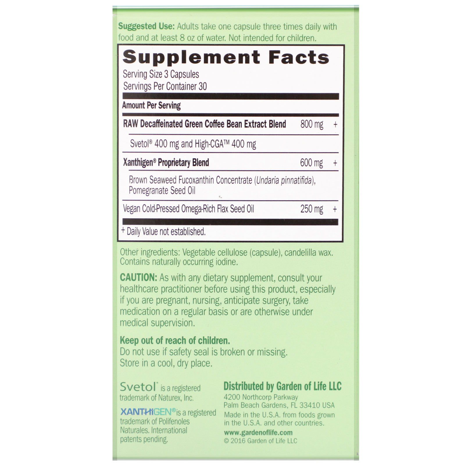 Garden of Life, FucoThin Green, 90 Vegan Capsules - Imagem 2