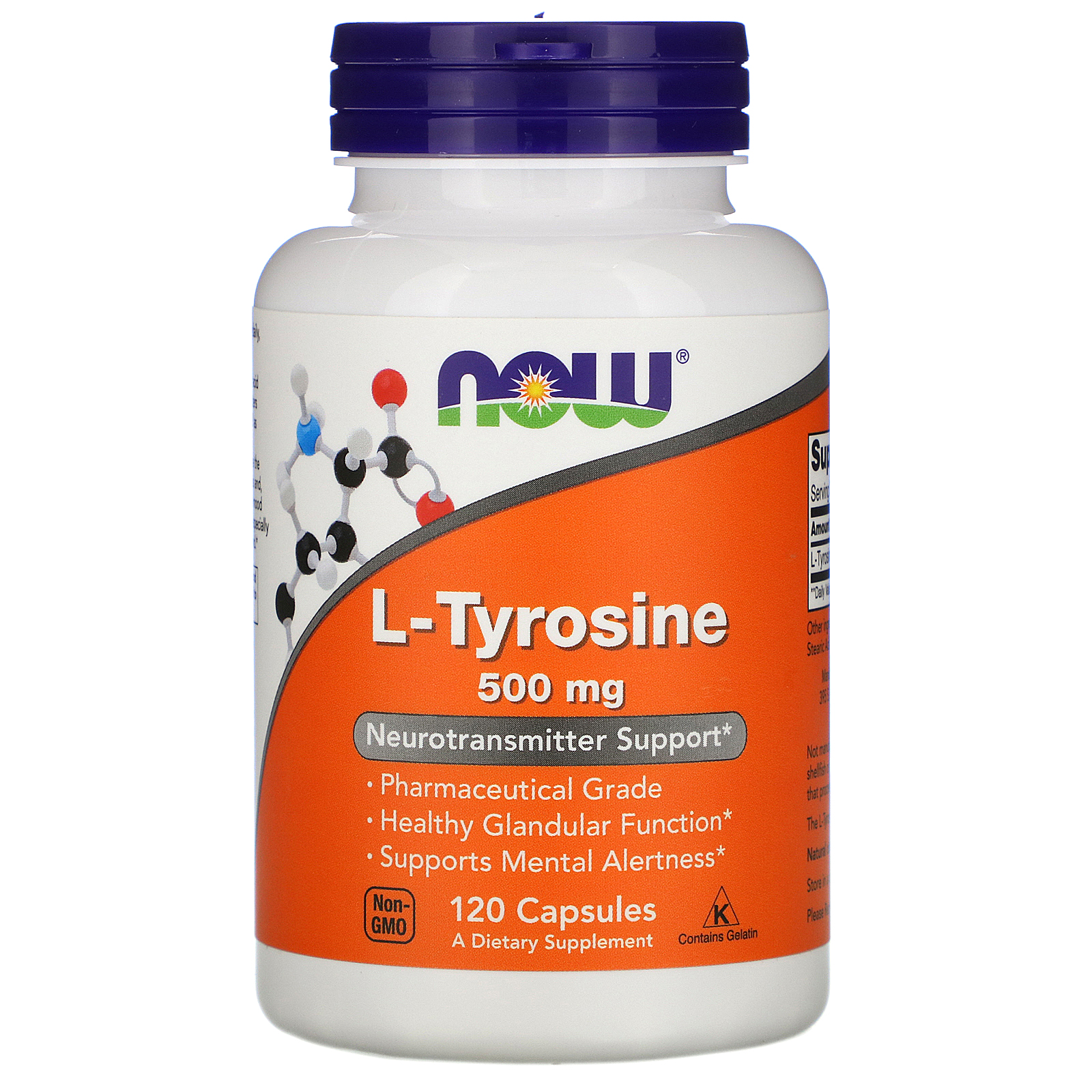 Now Foods, L-Tirosina, 500 mg, 120 Cápsulas