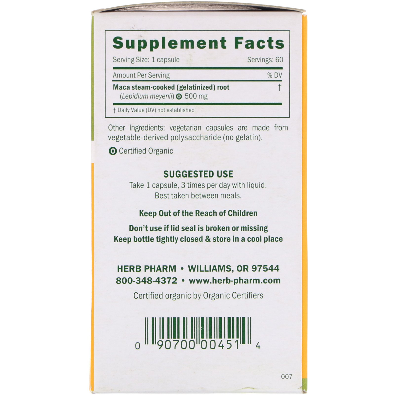 Herb Pharm, Maca, 500 mg, 60 Cápsulas Vegetais - Imagem 2