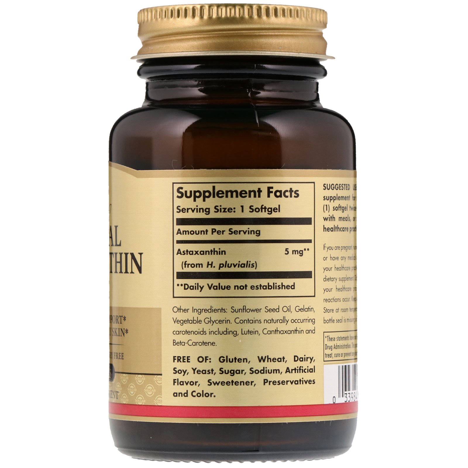 Solgar, Astaxantina Natural, 5 mg, 60 Cápsulas Softgel - Imagem 2