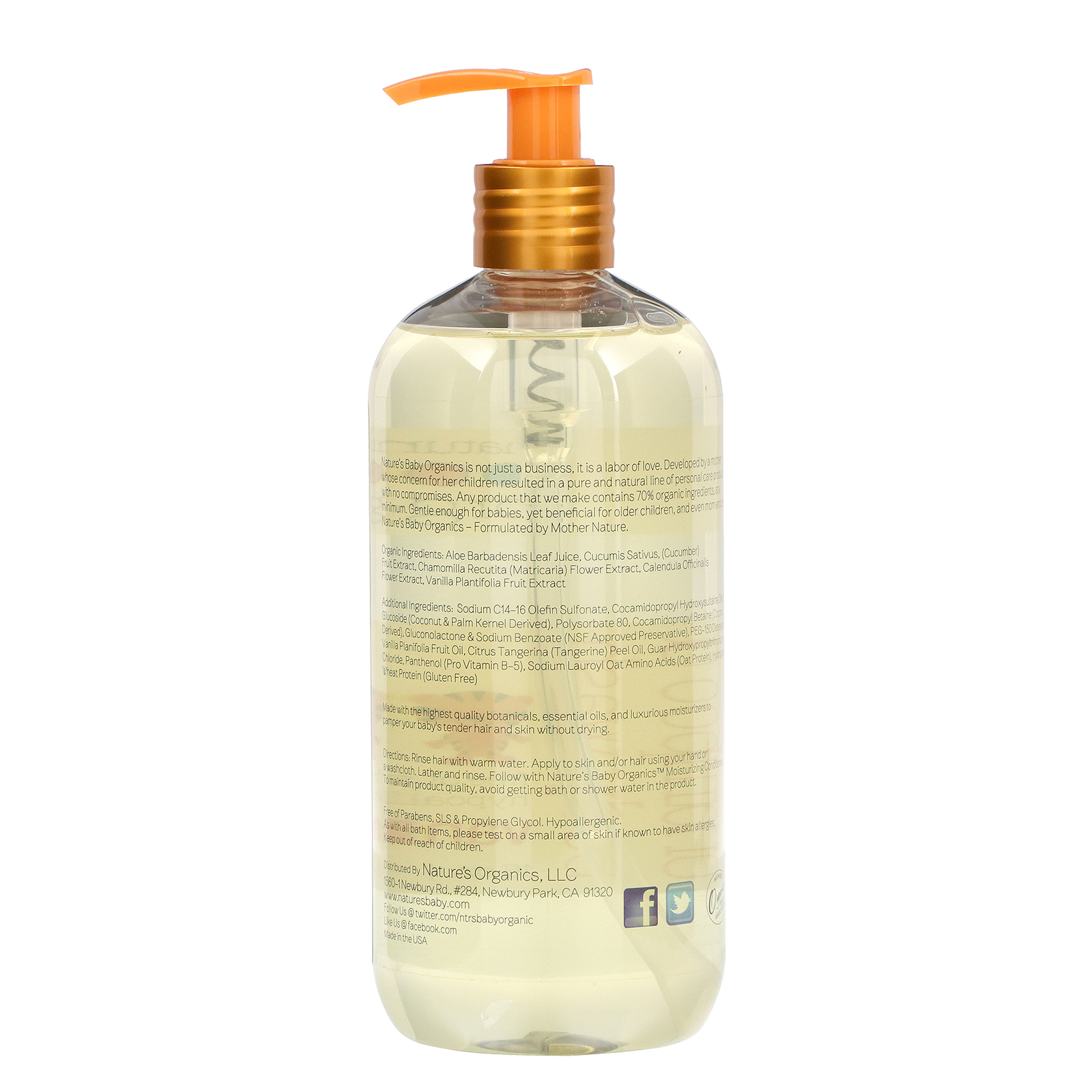 Nature's Baby Organics, Shampoo e Sabonete Líquido para o Corpo, Tangerina Baunilha, 473,2 ml (16 oz) - Imagem 2