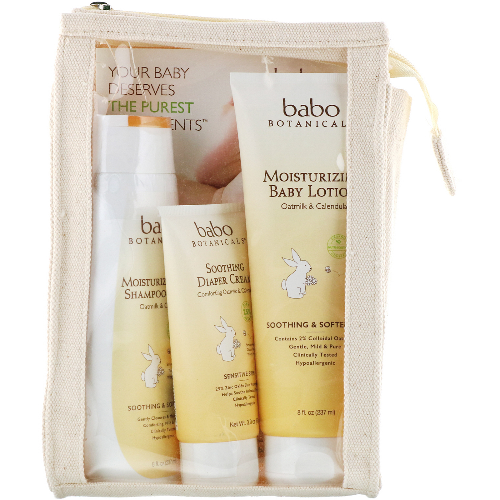 Babo Botanicals, Newborn Fragrance Free Gift Set, Oatmilk & Calendula, 3 Piece Kit - Imagem 2