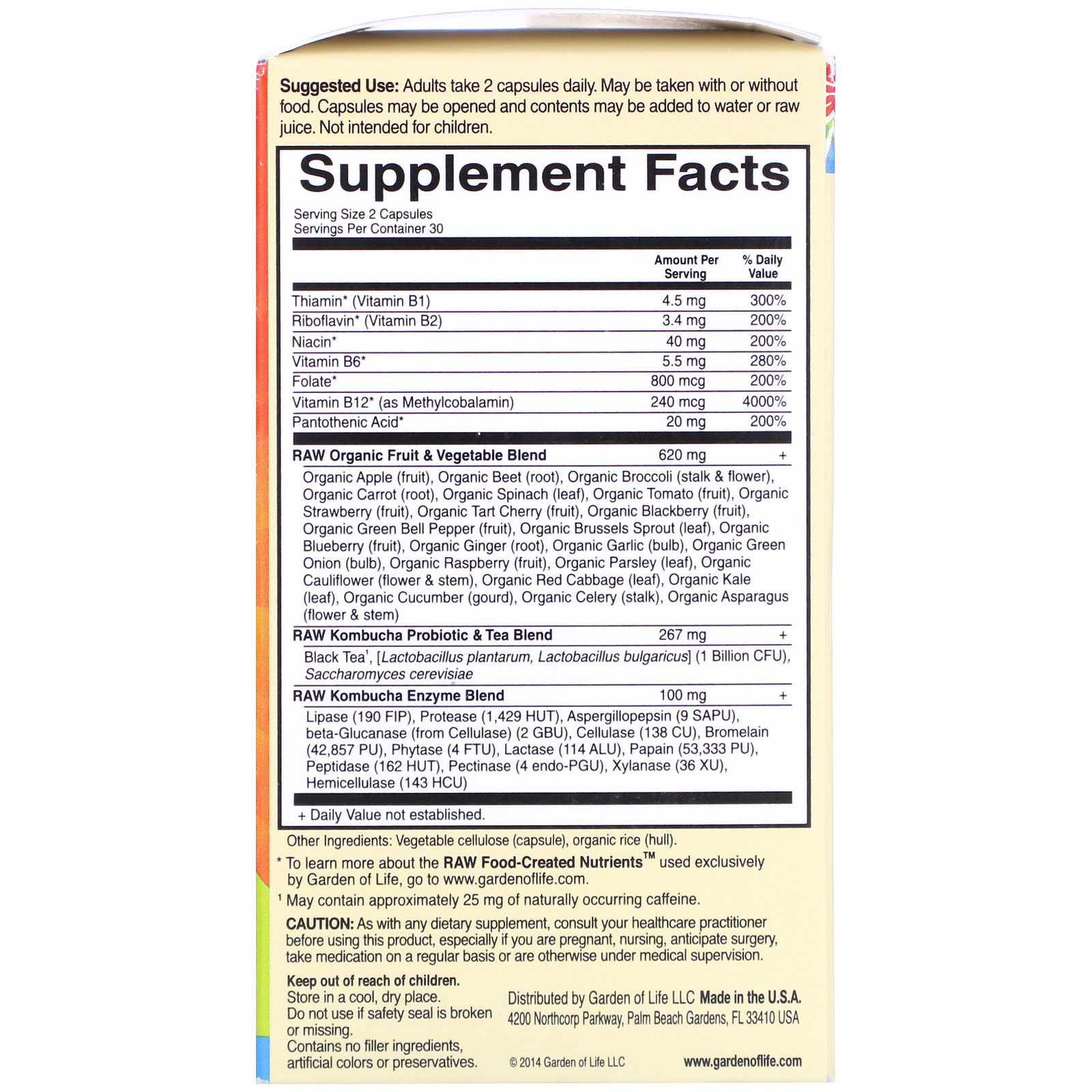 Garden of Life, Vitamin Code, RAW Kombucha, 60 Vegan Capsules - Imagem 2