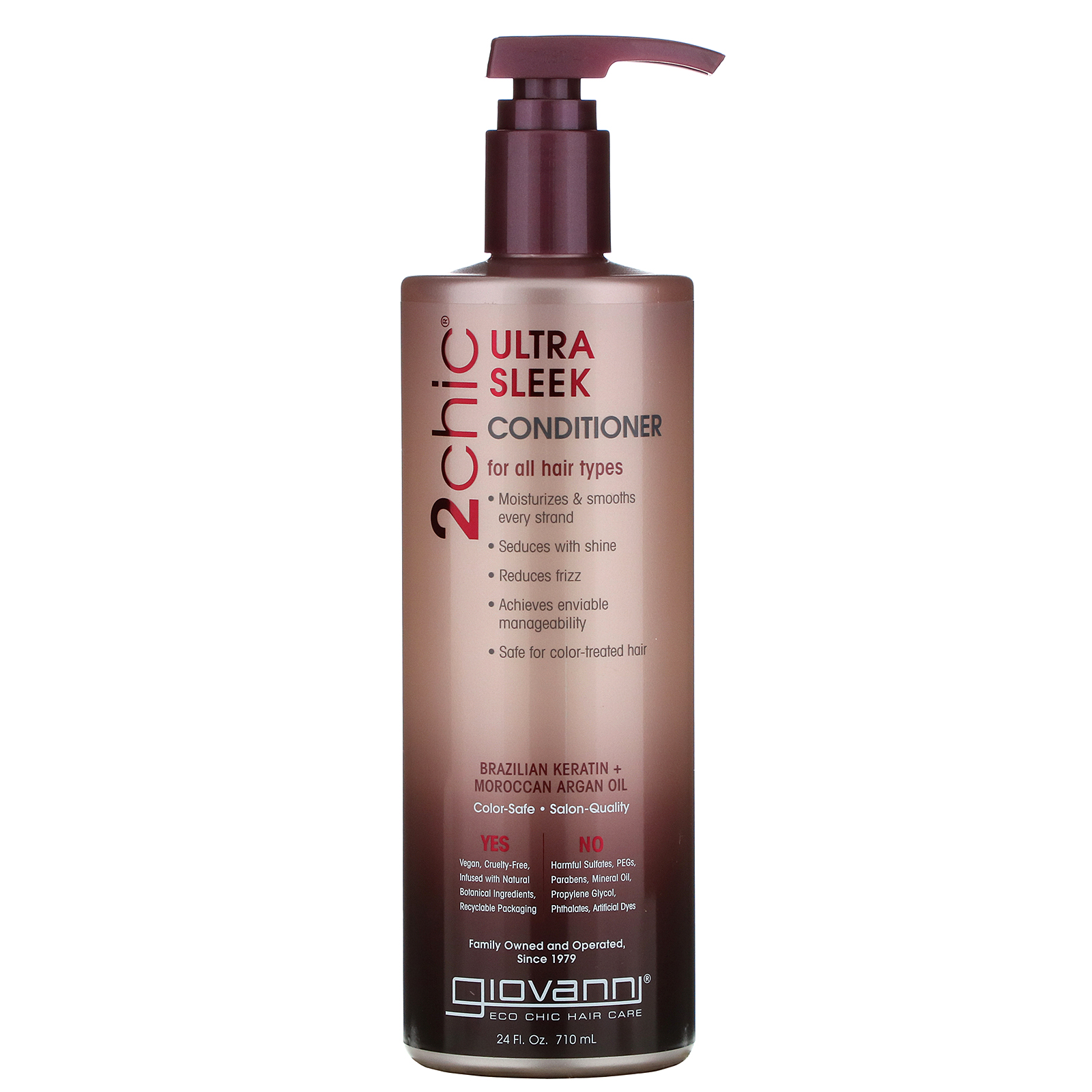 Giovanni, 2chic, Condicionador Ultra-Sleek, Queratina Brasileira e Óleo de Argan, 710 ml (24 fl oz)