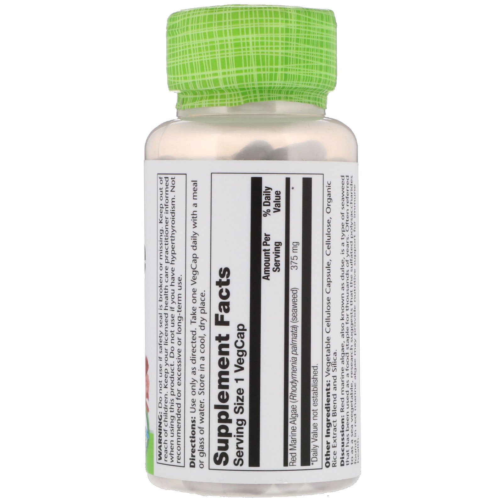 Solaray, Algas Marinhas Vermelhas, 375 mg, 100 Cápsulas Vegetarianas - Imagem 2