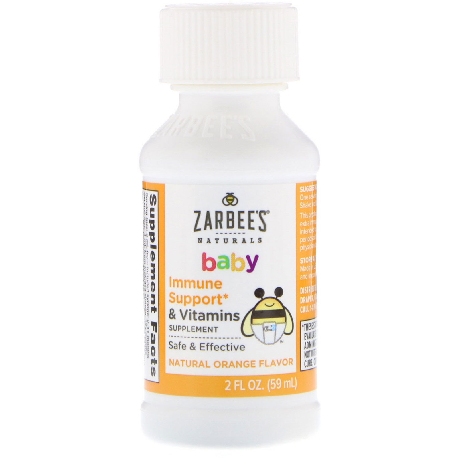 Zarbee's, Suporte Imunológico e Vitaminas para Bebês, Sabor Natural de Laranja, 59 ml (2 fl oz) - Imagem 3