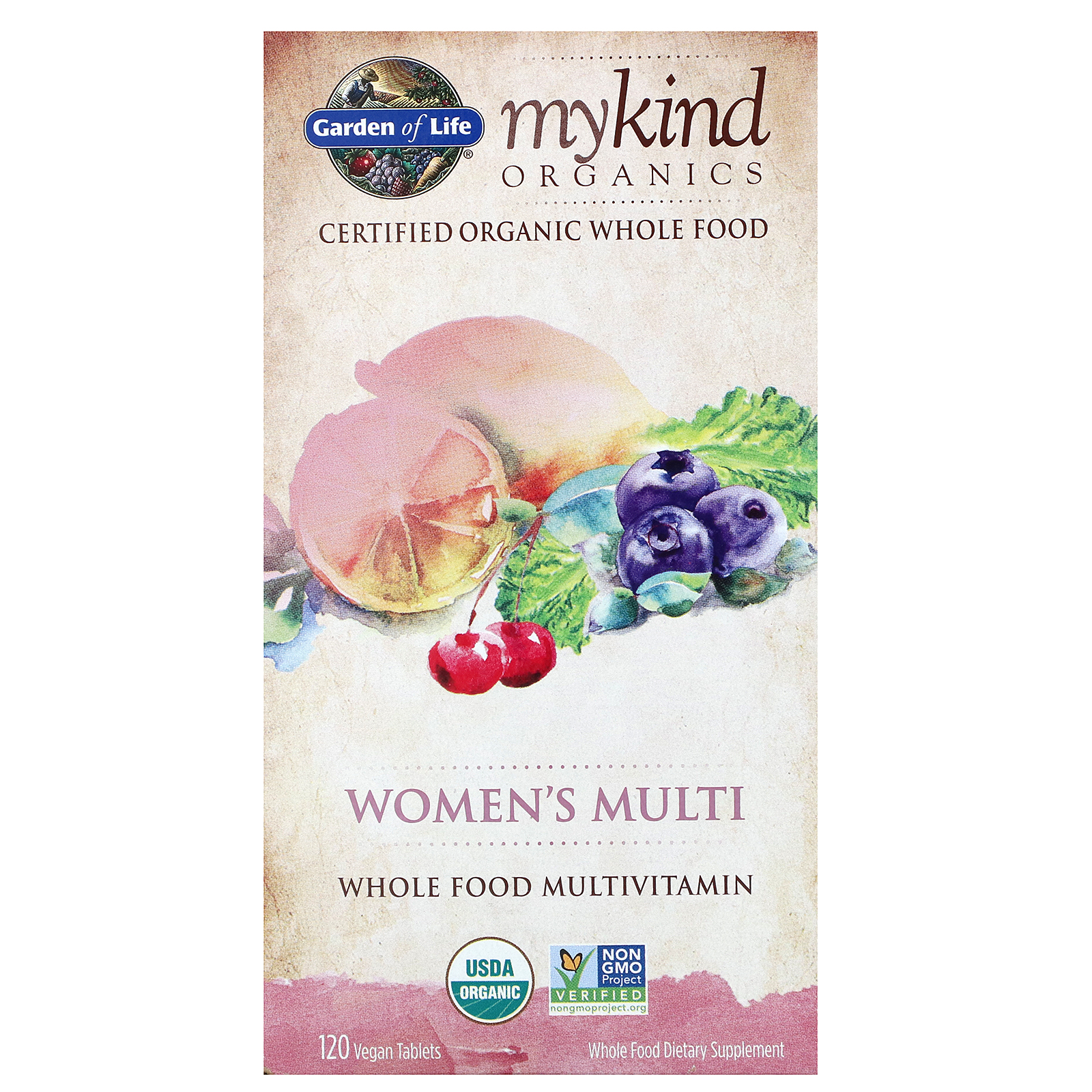 Garden of Life, MyKind Organics, Women's Multi, 120 Comprimidos Vegetais
