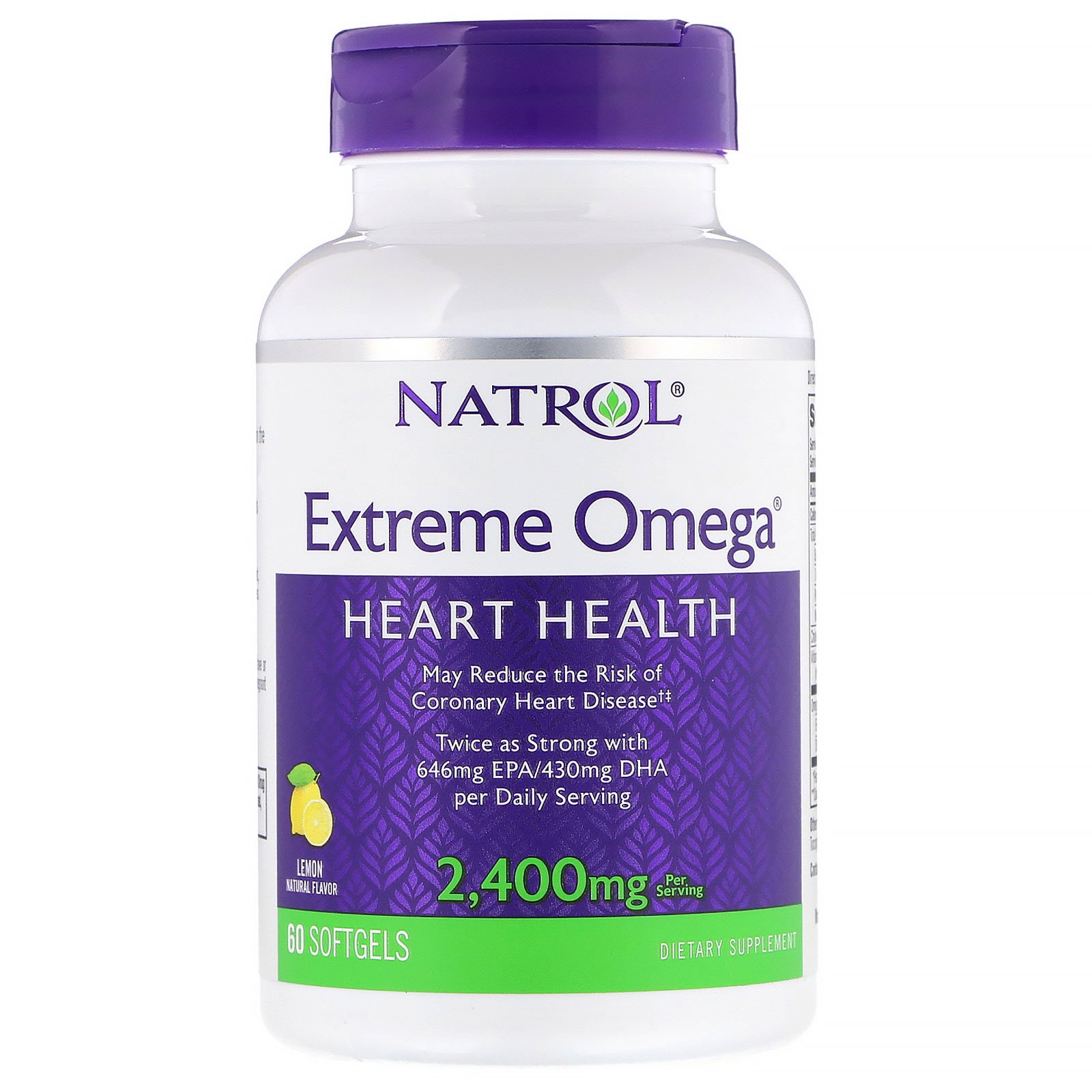 Natrol, Extreme Omega, Limão, 2.400 mg, 60 Cápsulas Softgel