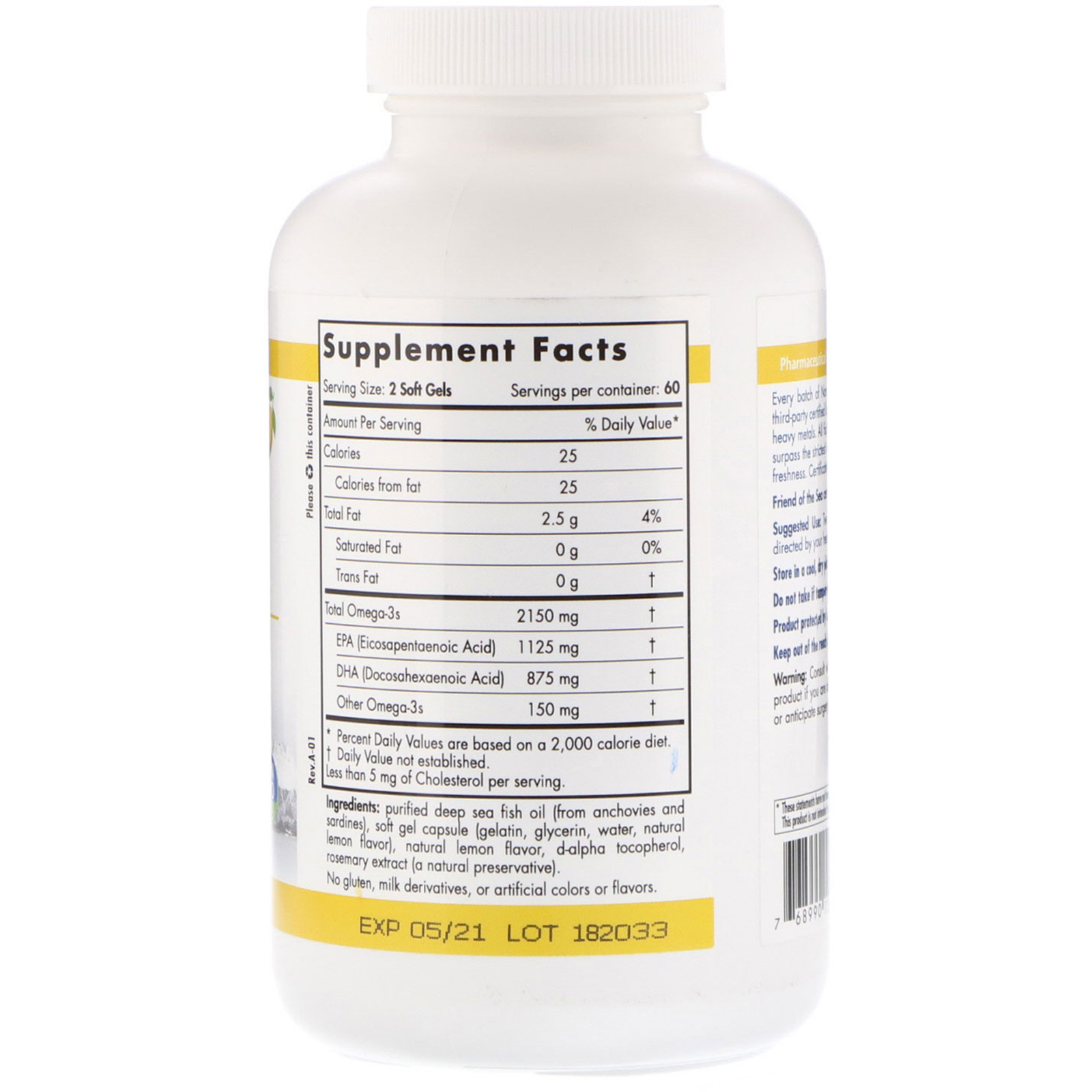 Nordic Naturals, ProOmega 2000, Limão, 1.250 mg, 120 Cápsulas Gelatinosas - Imagem 2