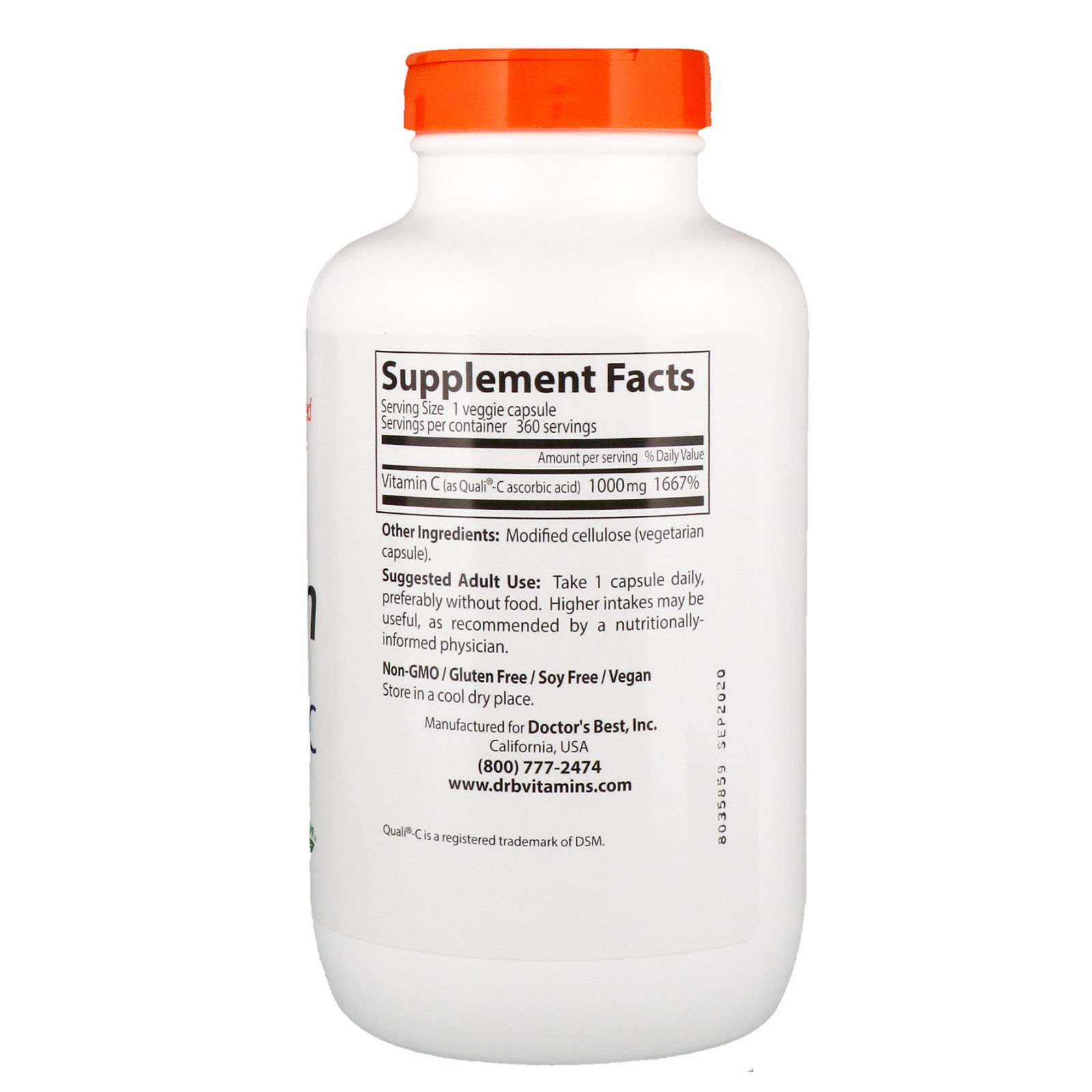 Doctor's Best, Vitamina C com Quali-C, 1.000 mg, 360 Cápsulas Vegetais - Imagem 2