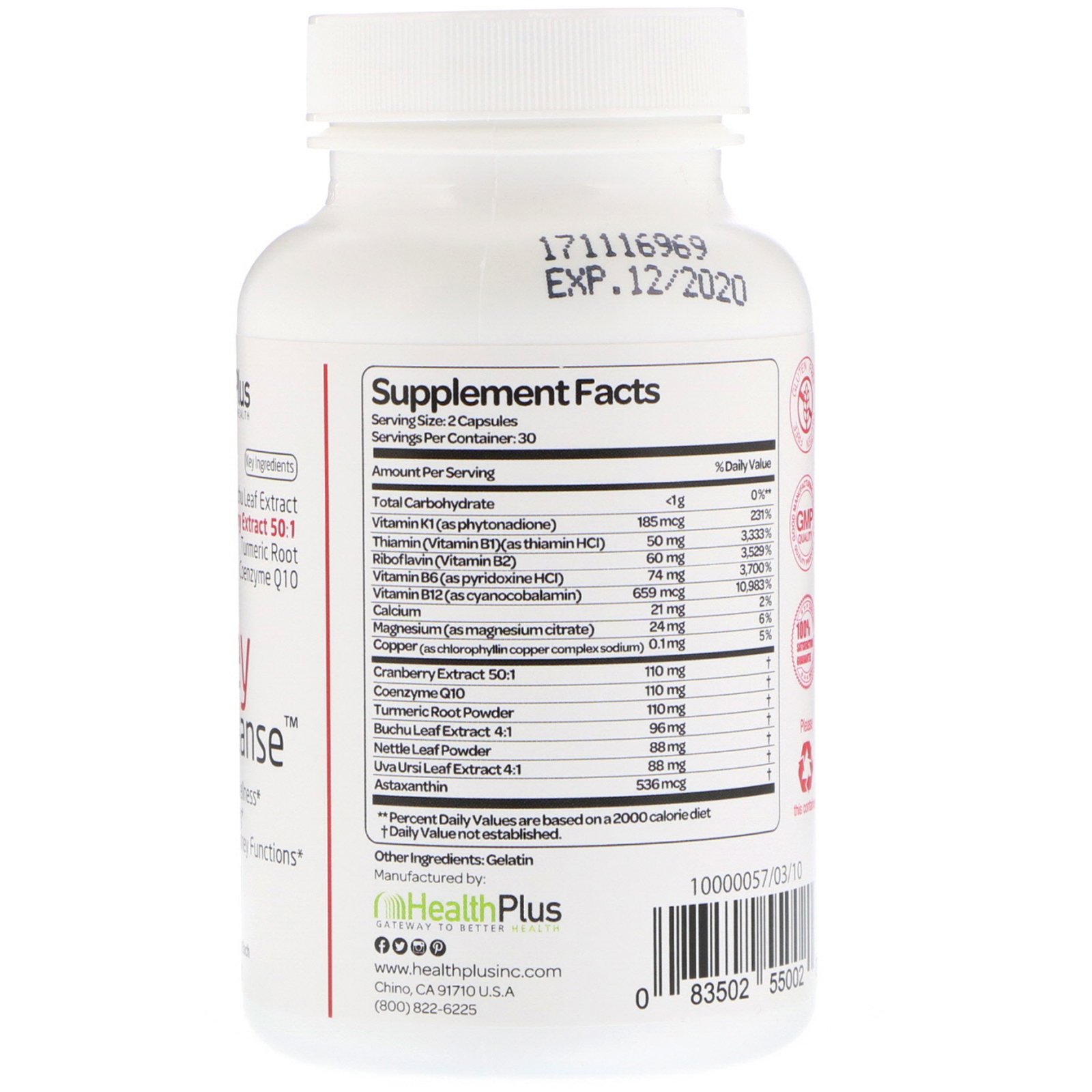 Health Plus, Kidney Cleanse, 550 mg, 60 Cápsulas - Imagem 2