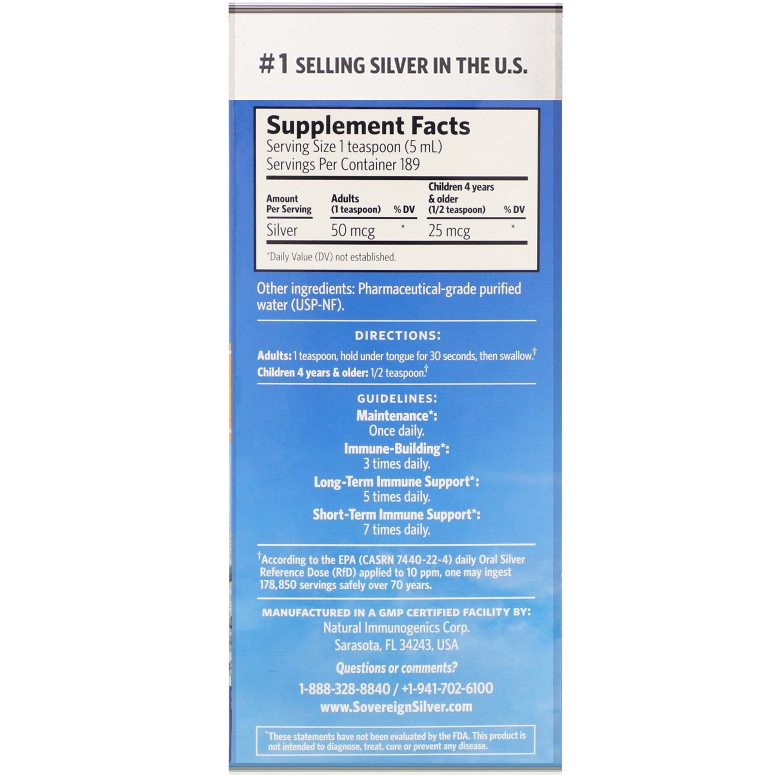 Sovereign Silver, Bio-Active Silver Hydrosol, 946 ml (32 fl oz) - Imagem 2