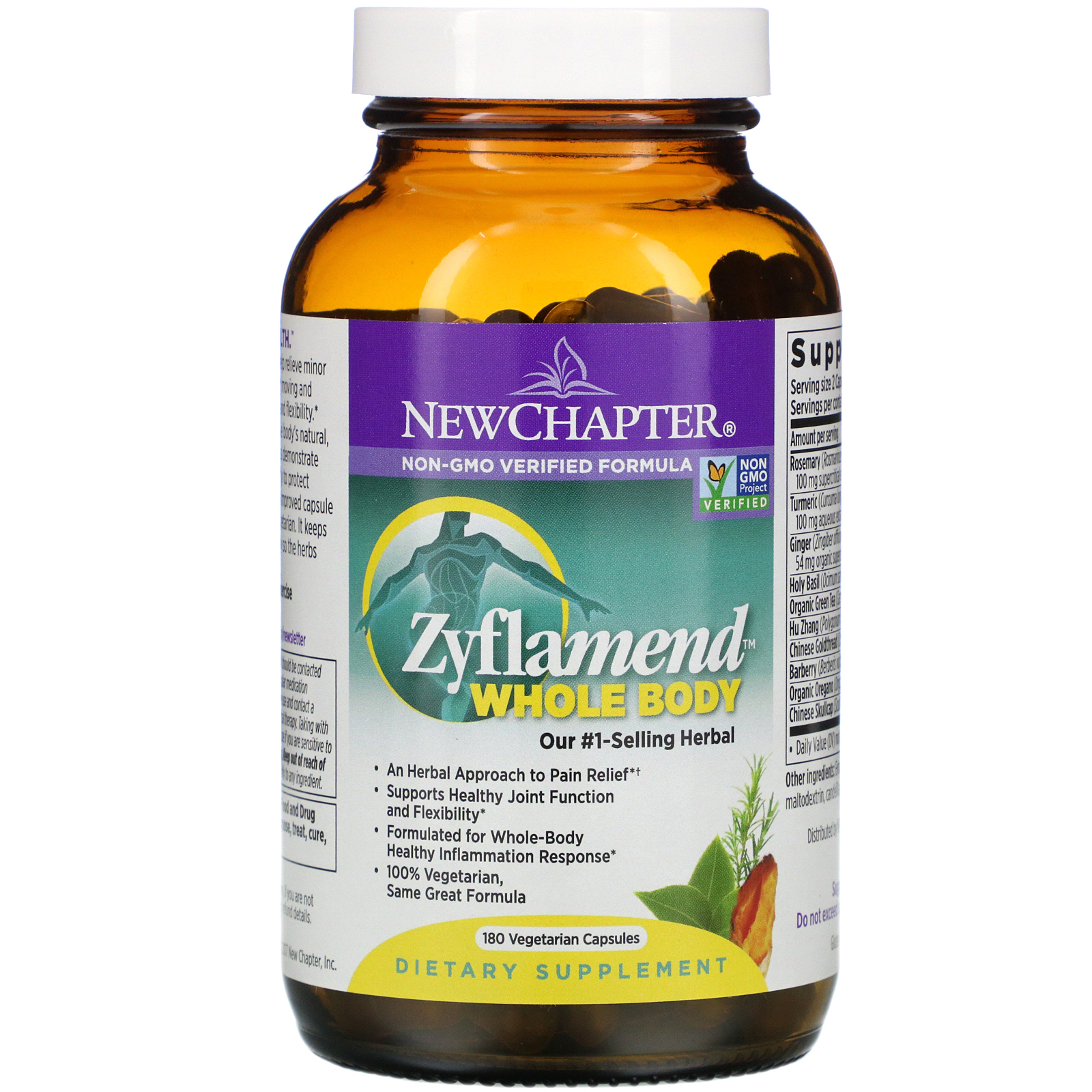New Chapter, Zyflamend Whole Body, 180 Vegetarian Capsules - Imagem 3