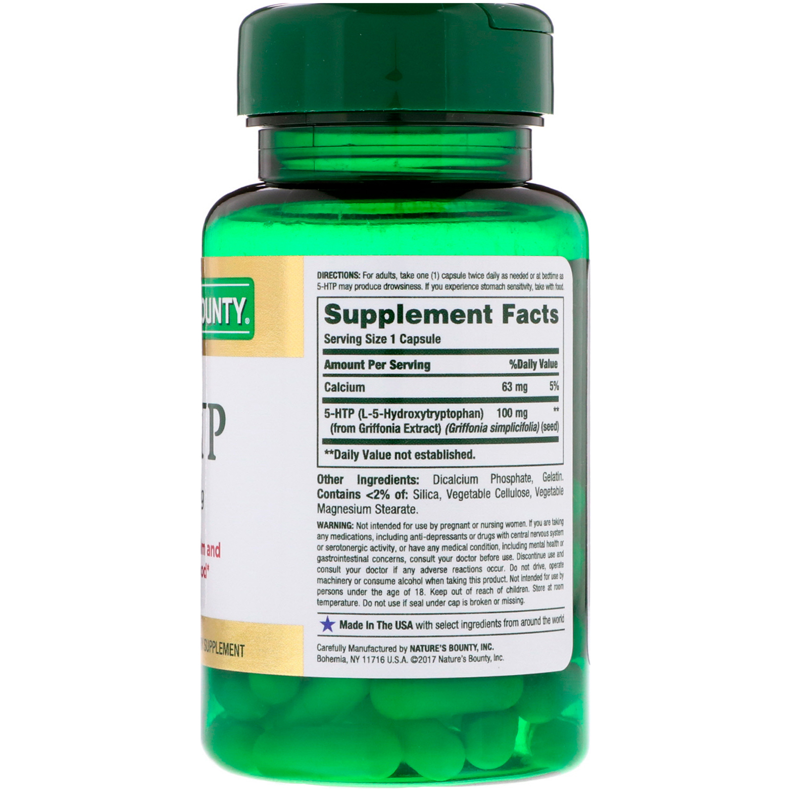 Nature's Bounty, 5-HTP, 100 mg, 60 Cápsulas - Imagem 2