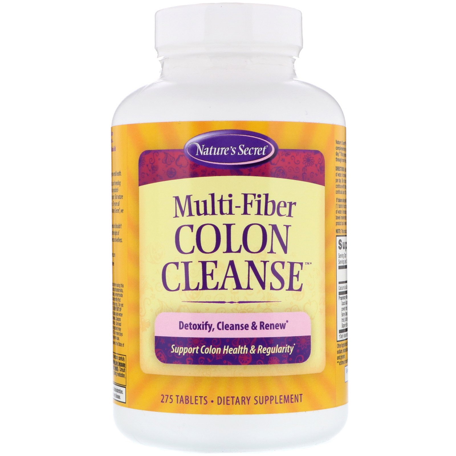 Nature's Secret, Limpador de Cólon de Múltiplas Fibras, 275 Comprimidos