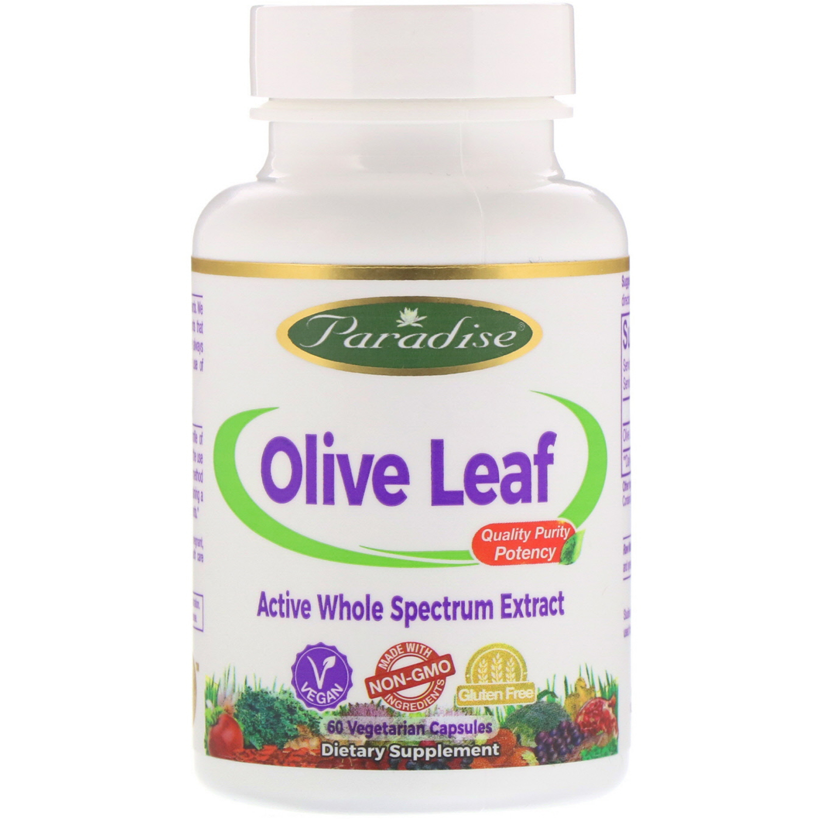 Paradise Herbs, Olive Leaf, 60 Vegetarian Capsules