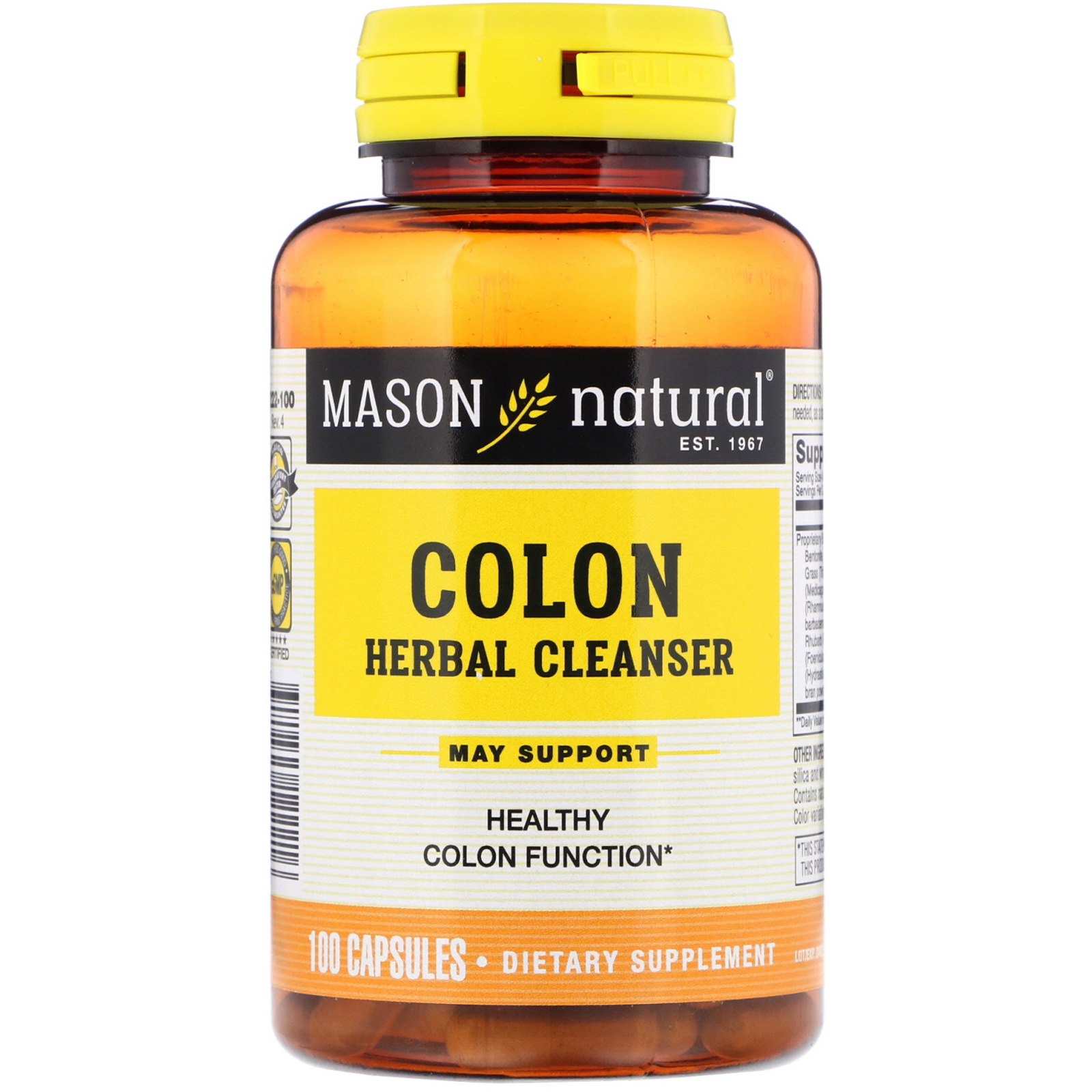 Mason Natural, Limpador Herbal do Cólon, 100 Cápsulas