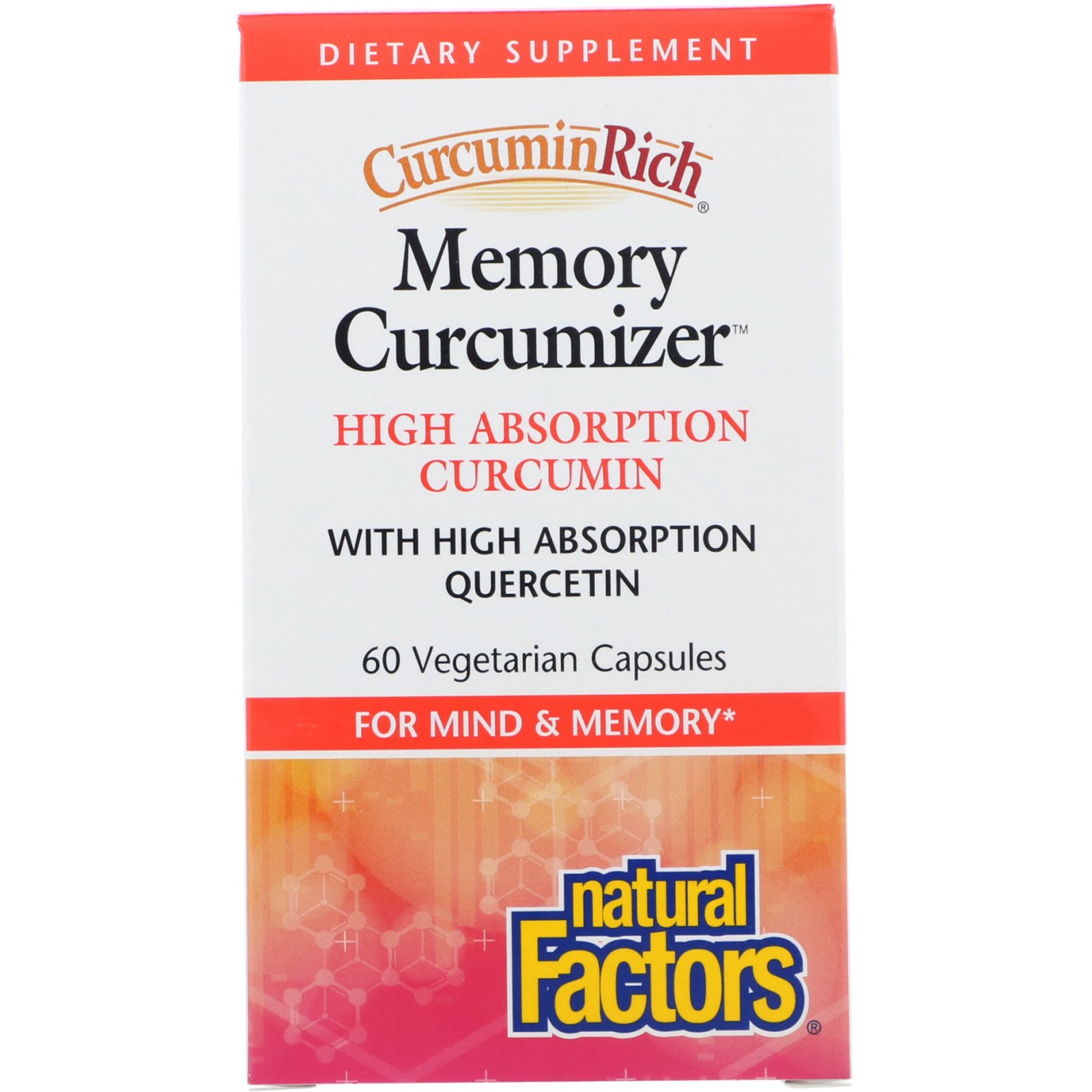 Natural Factors, CurcuminRich, Otimizador de Memoria, 60 Cápsulas Vegetais