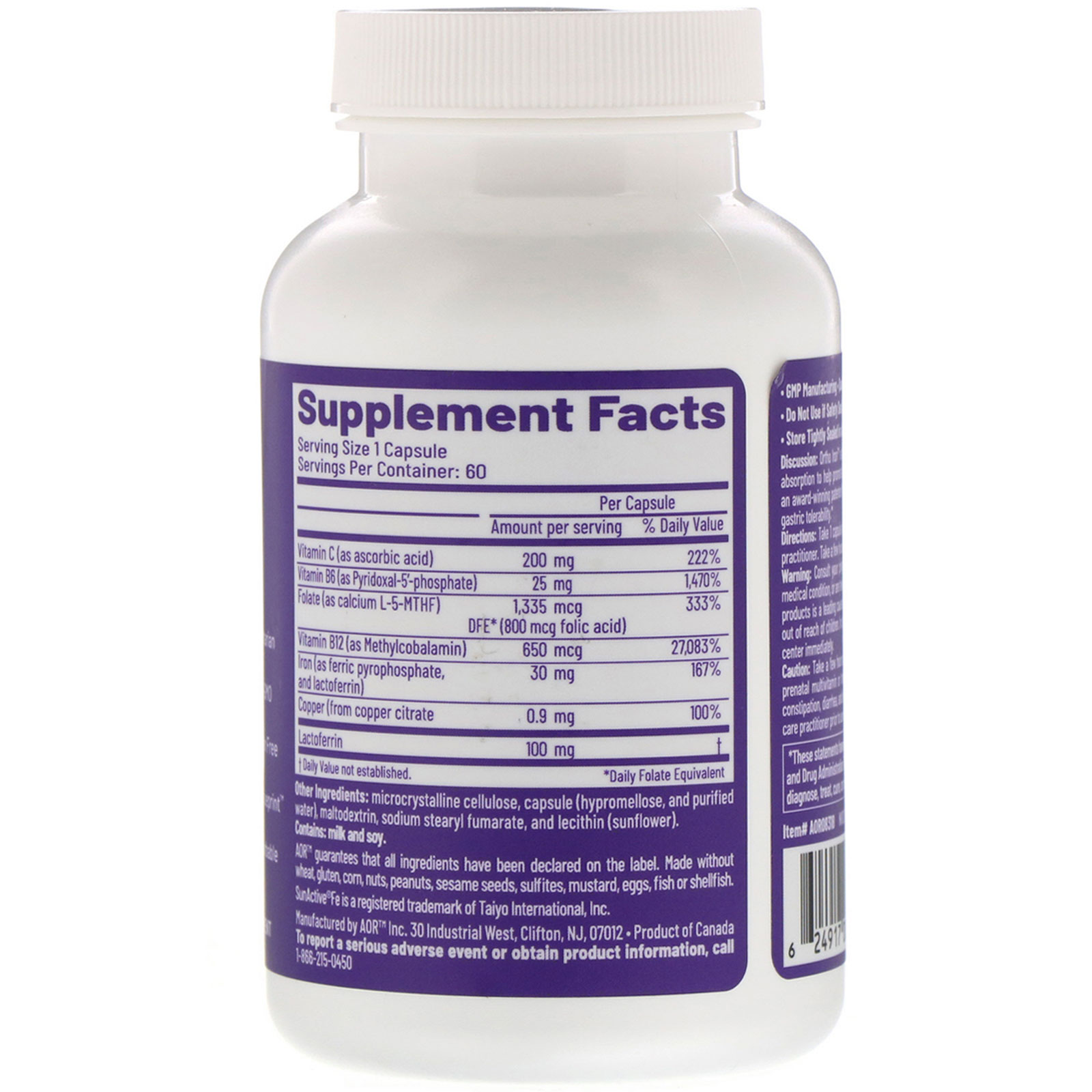 Advanced Orthomolecular Research AOR, Ferro Ortho, 60 Cápsulas Vegetarianas - Imagem 2