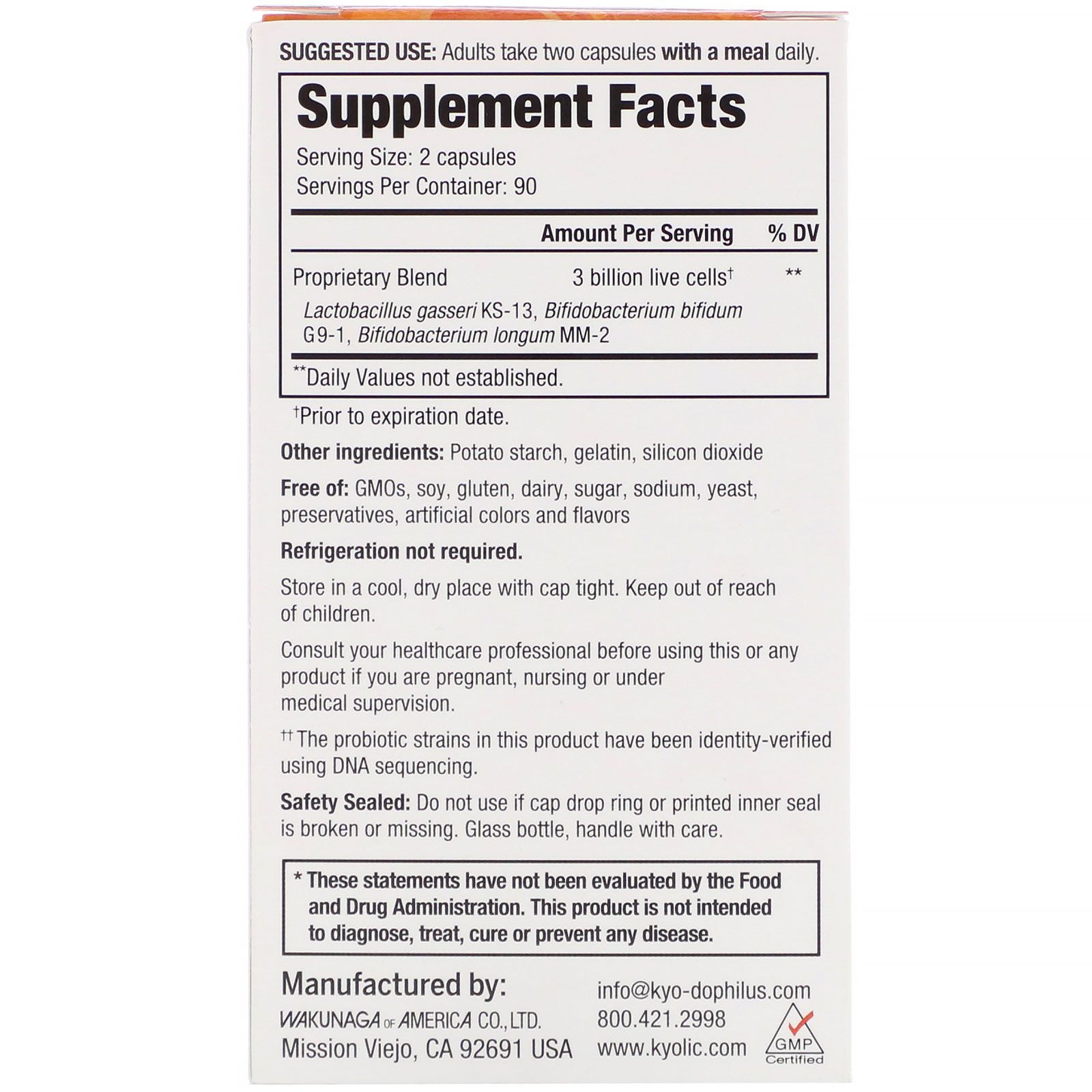 Kyolic, Kyo-Dophilus, Daily Probiotic, 180 Capsules - Imagem 2