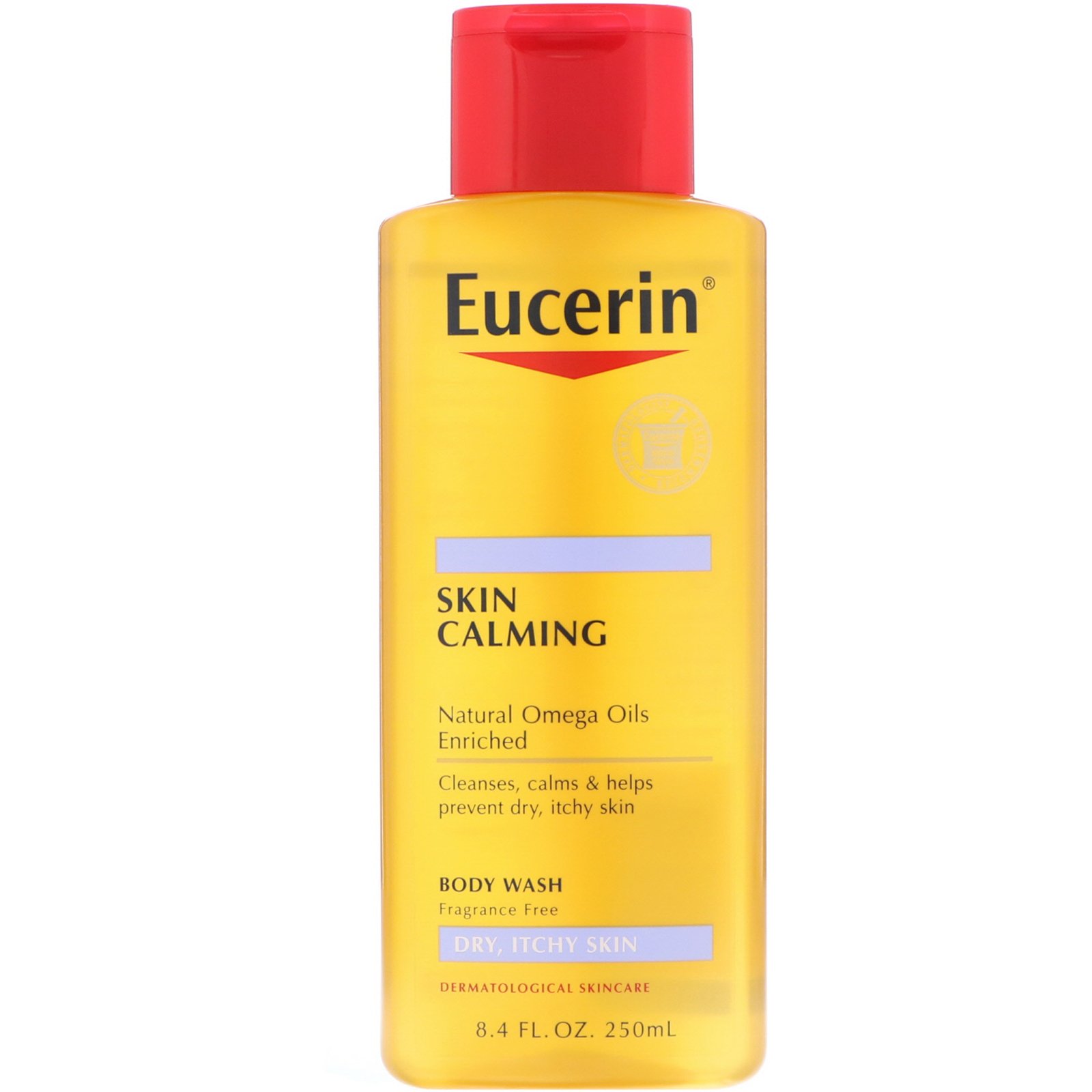Eucerin, Sabonete Líquido Corporal Calmante para Pele Seca e com Coceira, Sem Fragrância, 250 ml (8,4 fl oz)