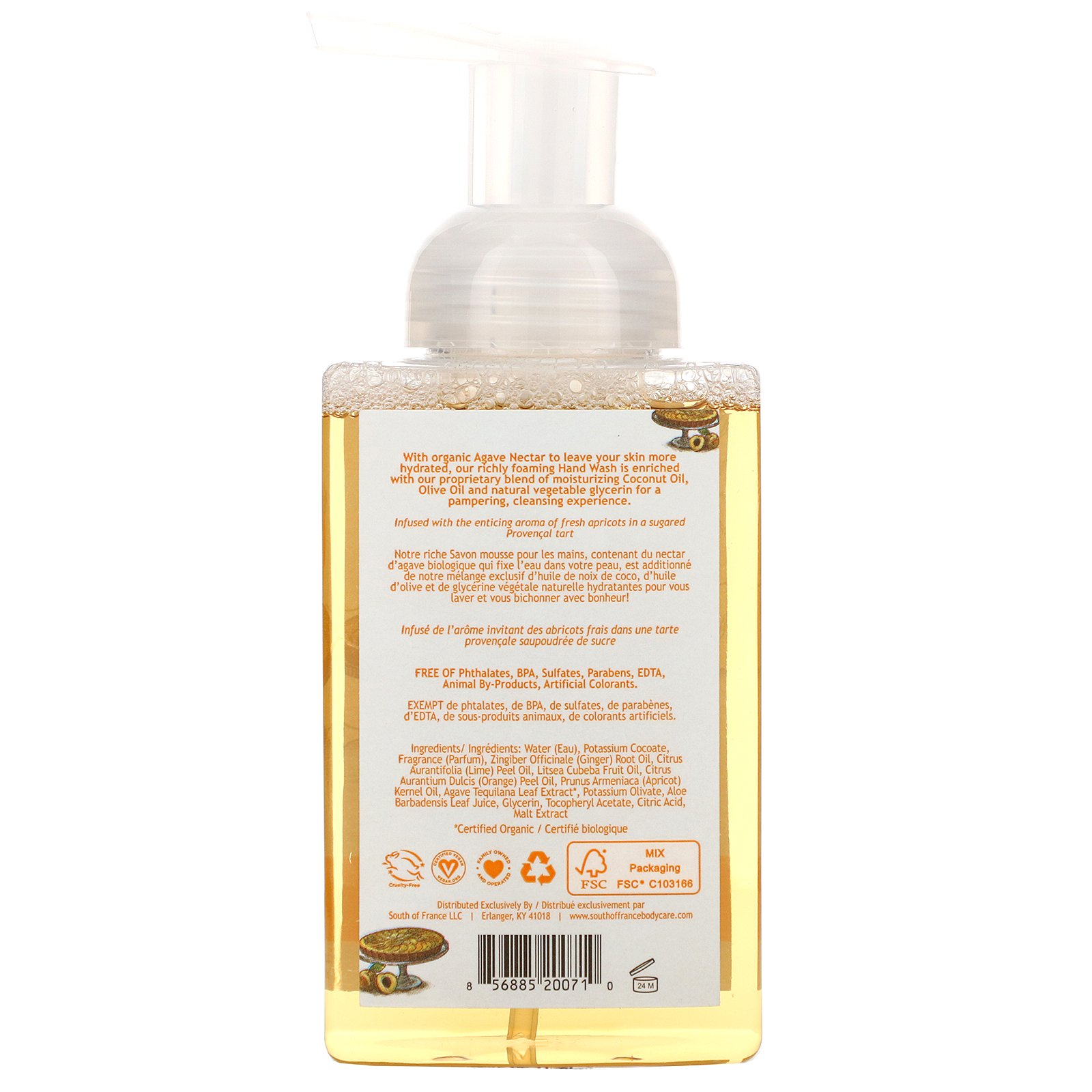 South of France, Sabonete Líquido Espumante, Damasco Glaseado, 236 ml (8 fl oz) - Imagem 2