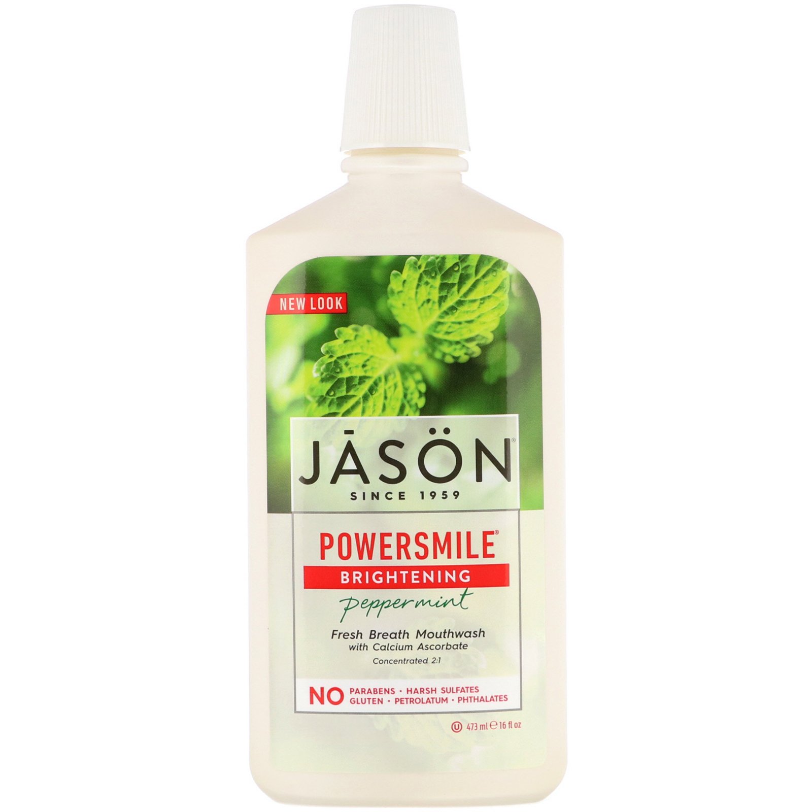 Jason Natural, Powersmile, Enxaguante Bucal Iluminador, Hortelã-Pimenta, 473 ml (16 fl oz)
